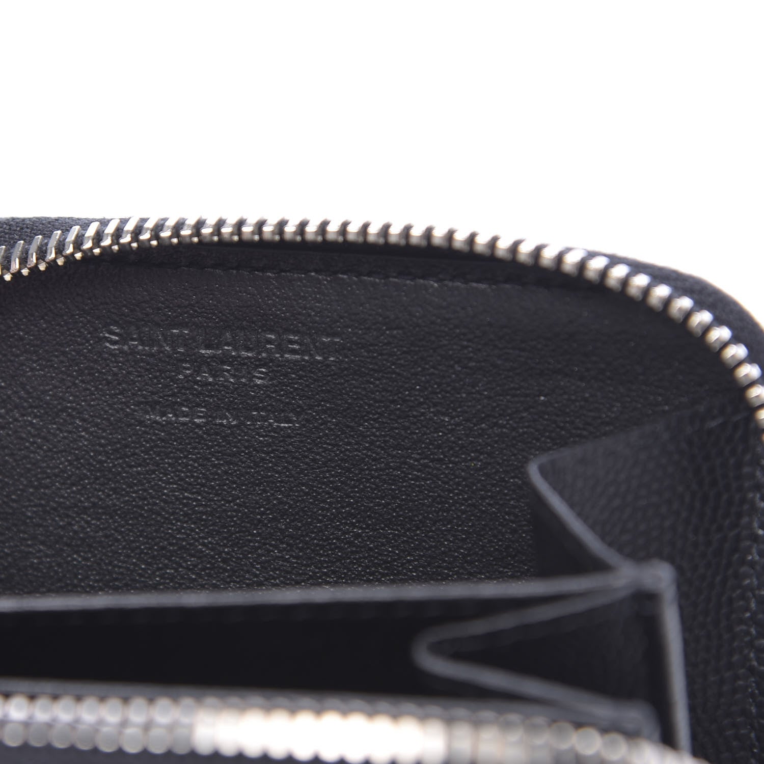 Saint Laurent Grain De Poudre Zip Around Card Holder Black 6 of 7