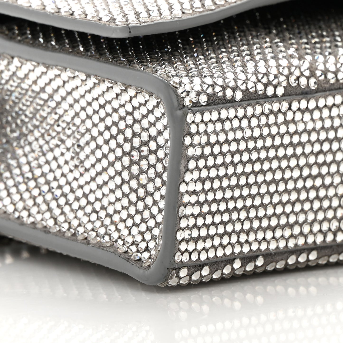Strass Suede Hourglass Chain Bag Smoke Grey Crystal