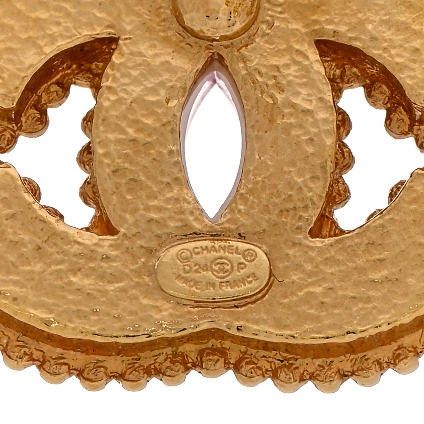 Metal Resin Rope CC Earrings Gold Pink