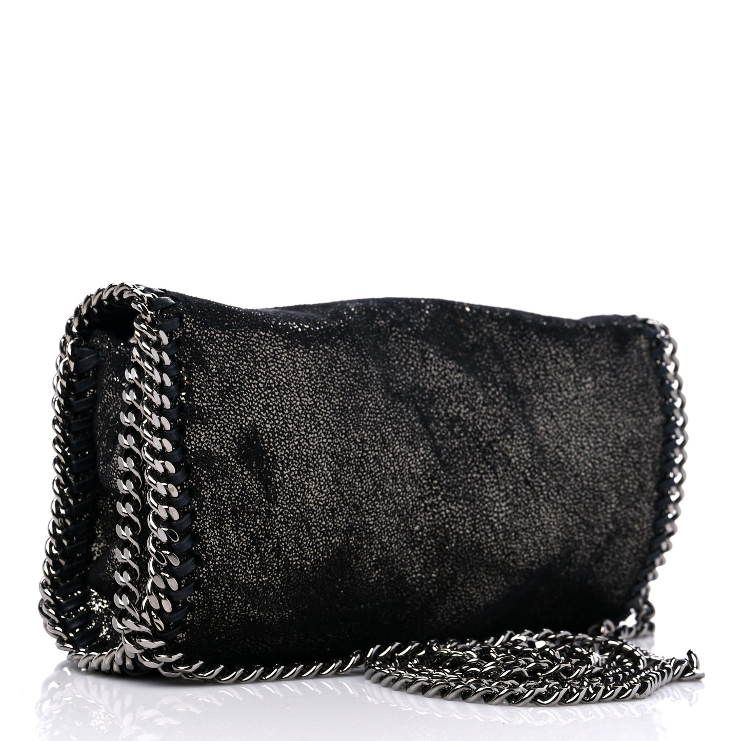 Chamois Shiny Dotted Falabella Crossbody Bag Ruthenium