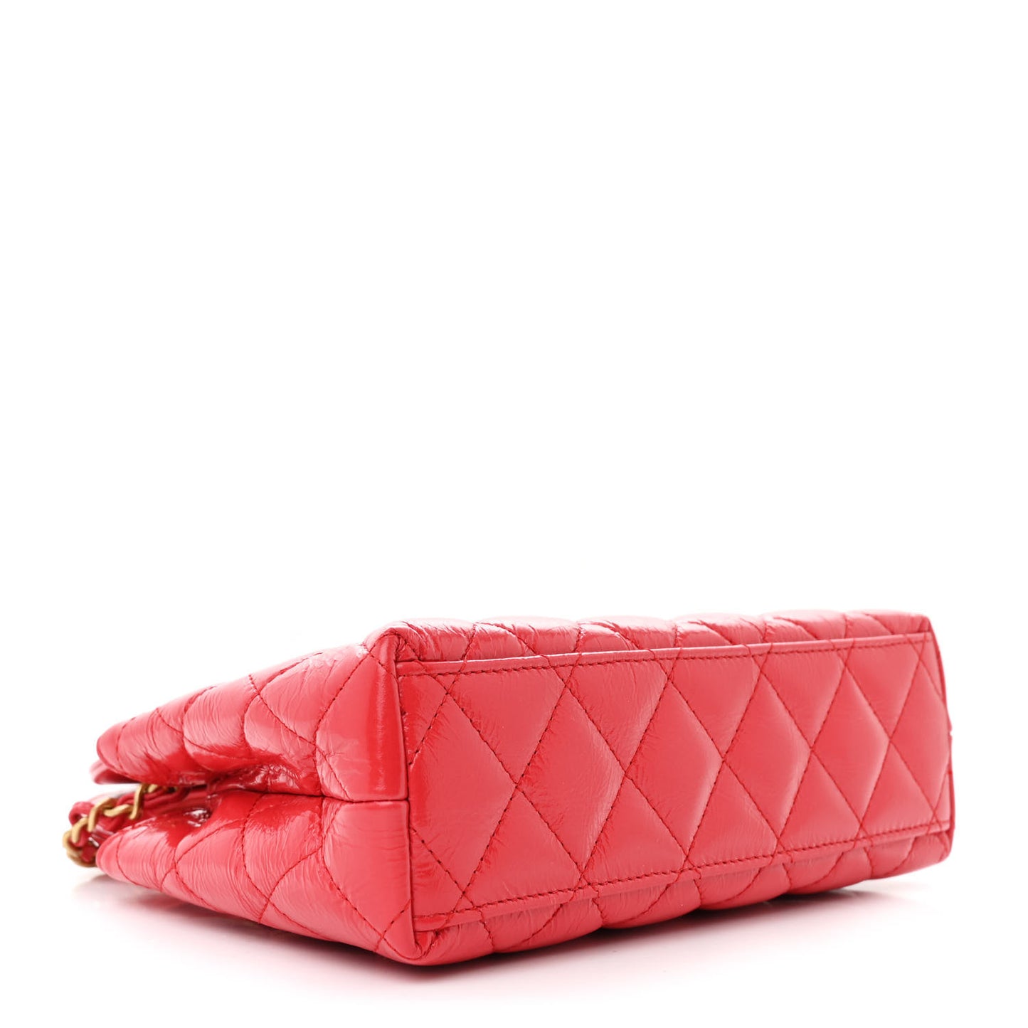 Shiny Aged Calfskin Quilted Nano Kelly Shopper Dark Red