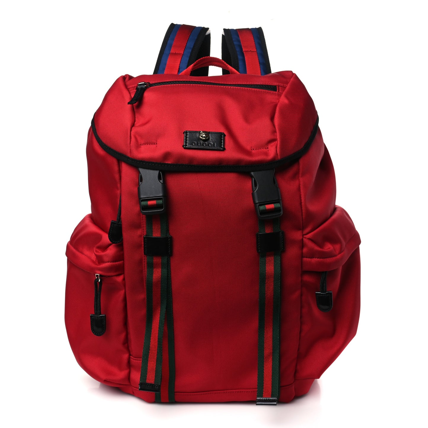 Techno Canvas Web Double Buckle Backpack Red