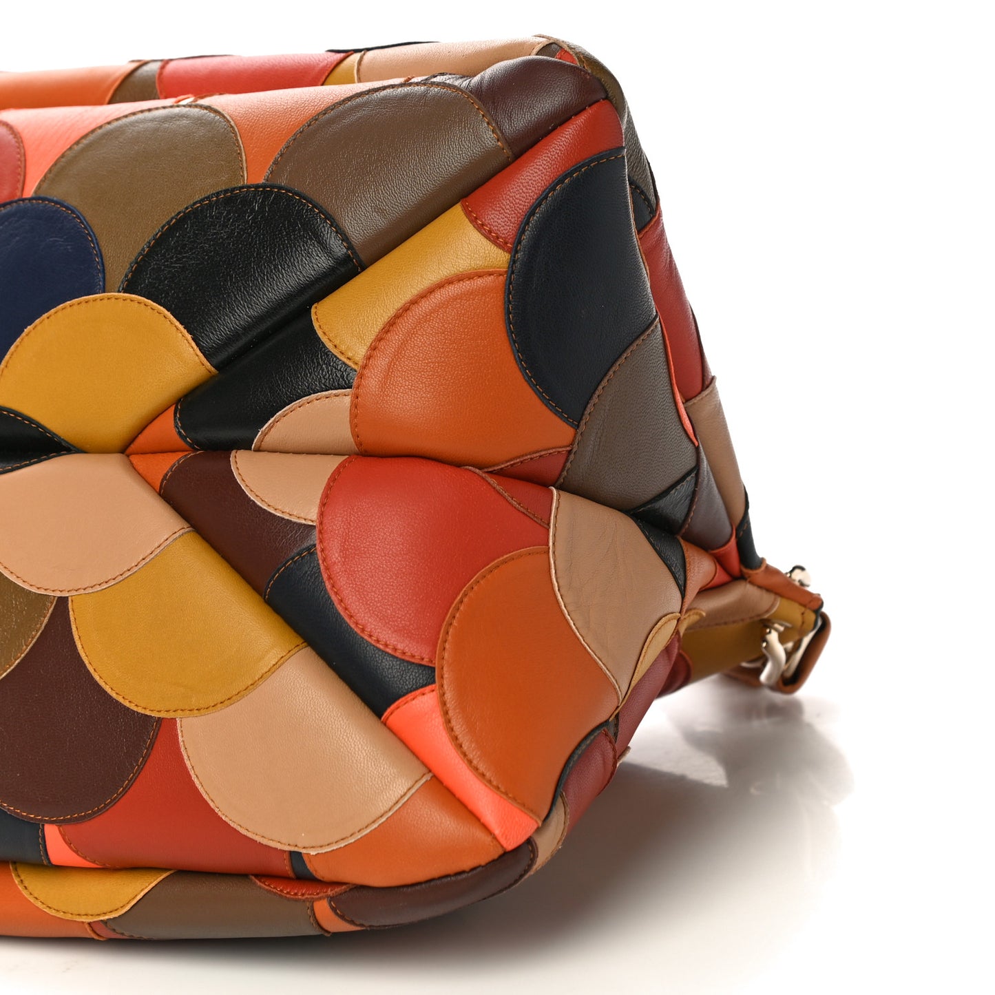 Shiny Calfskin Scalloped Patchwork Medium Juana Shoulder Bag Multicolor
