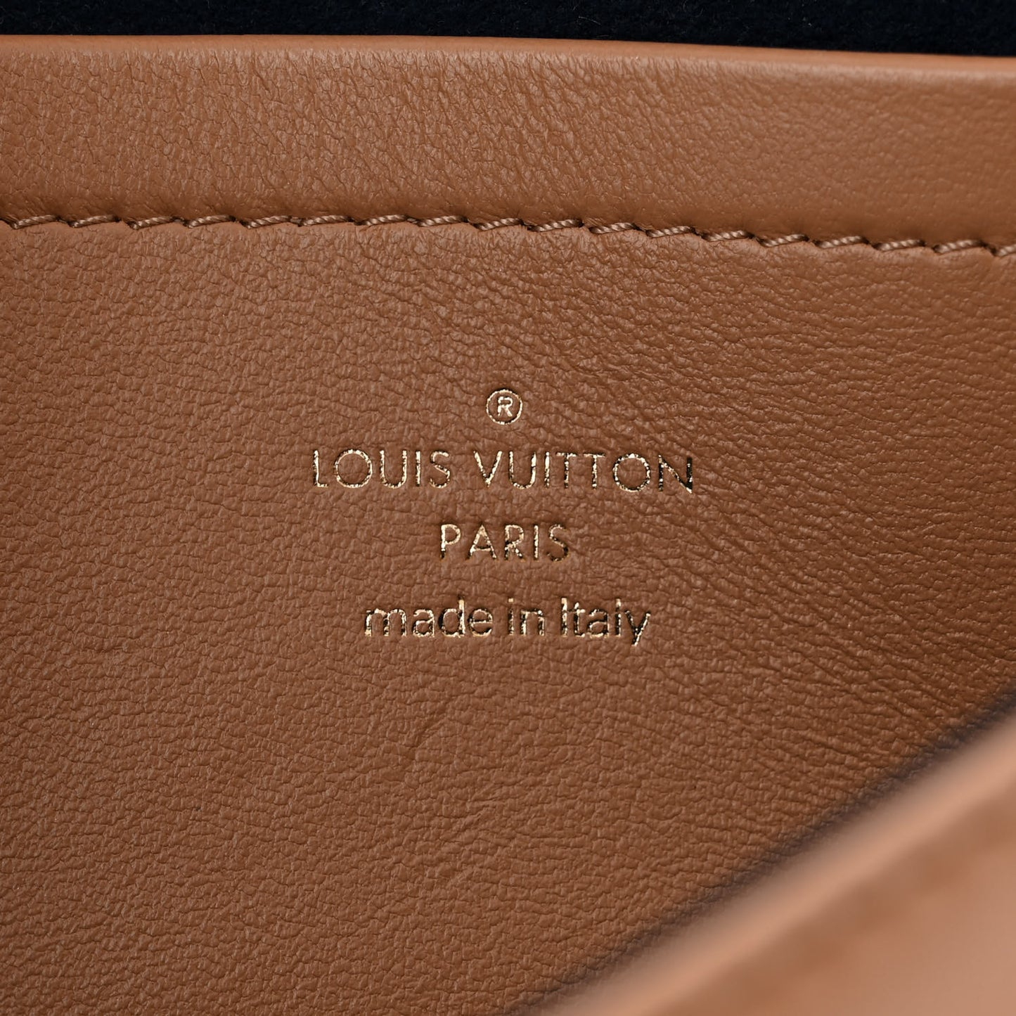 Lambskin Embossed Monogram Pochette Coussin Camel