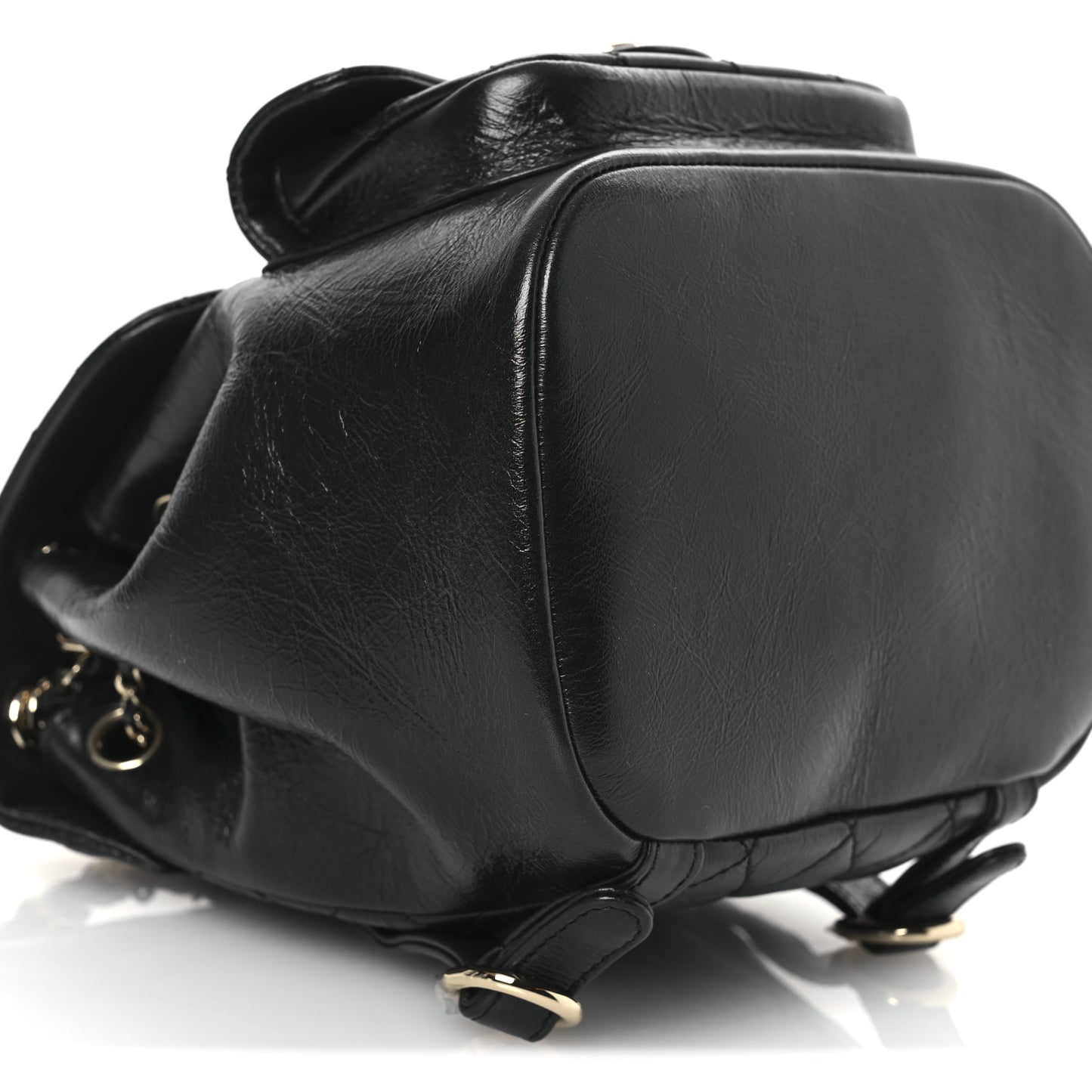 Lambskin Quilted Small Duma Drawstring Backpack Black