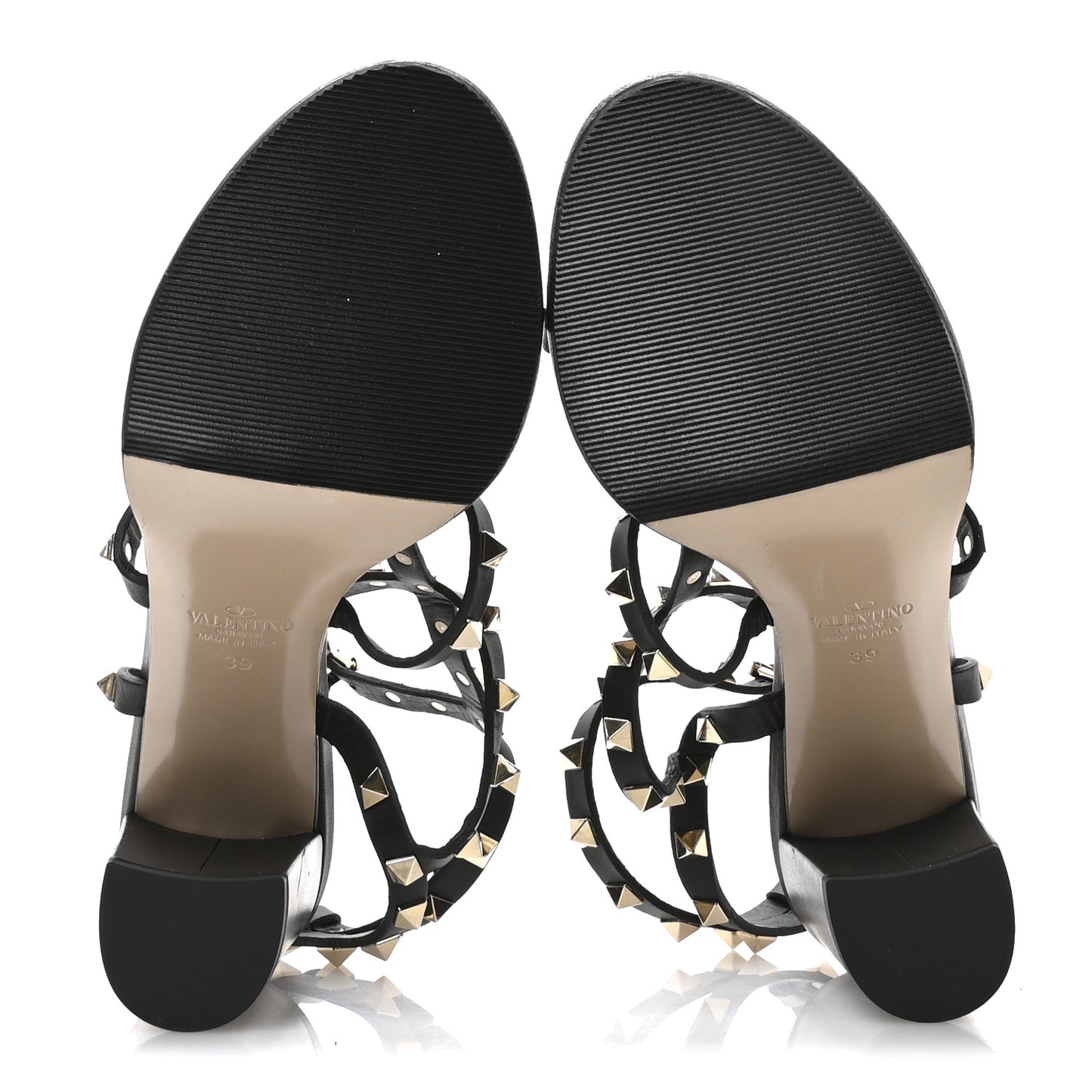 Calfskin Rockstud 60mm City Sandals 39 Black