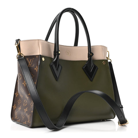 Calfskin Monogram On My Side MM Laurier Green Toffee Latte Beige