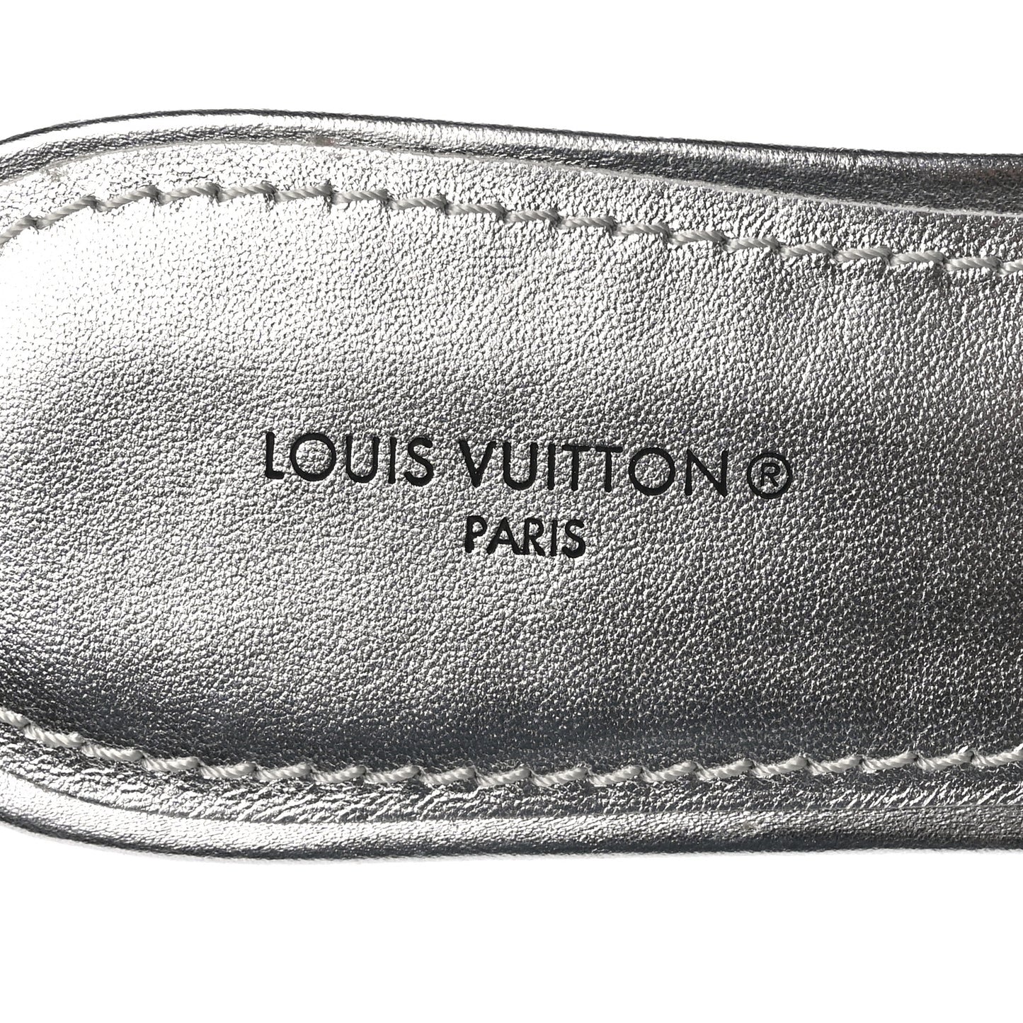Metallic Lambskin Embossed Monogram Revival Flat Mules 36 Silver