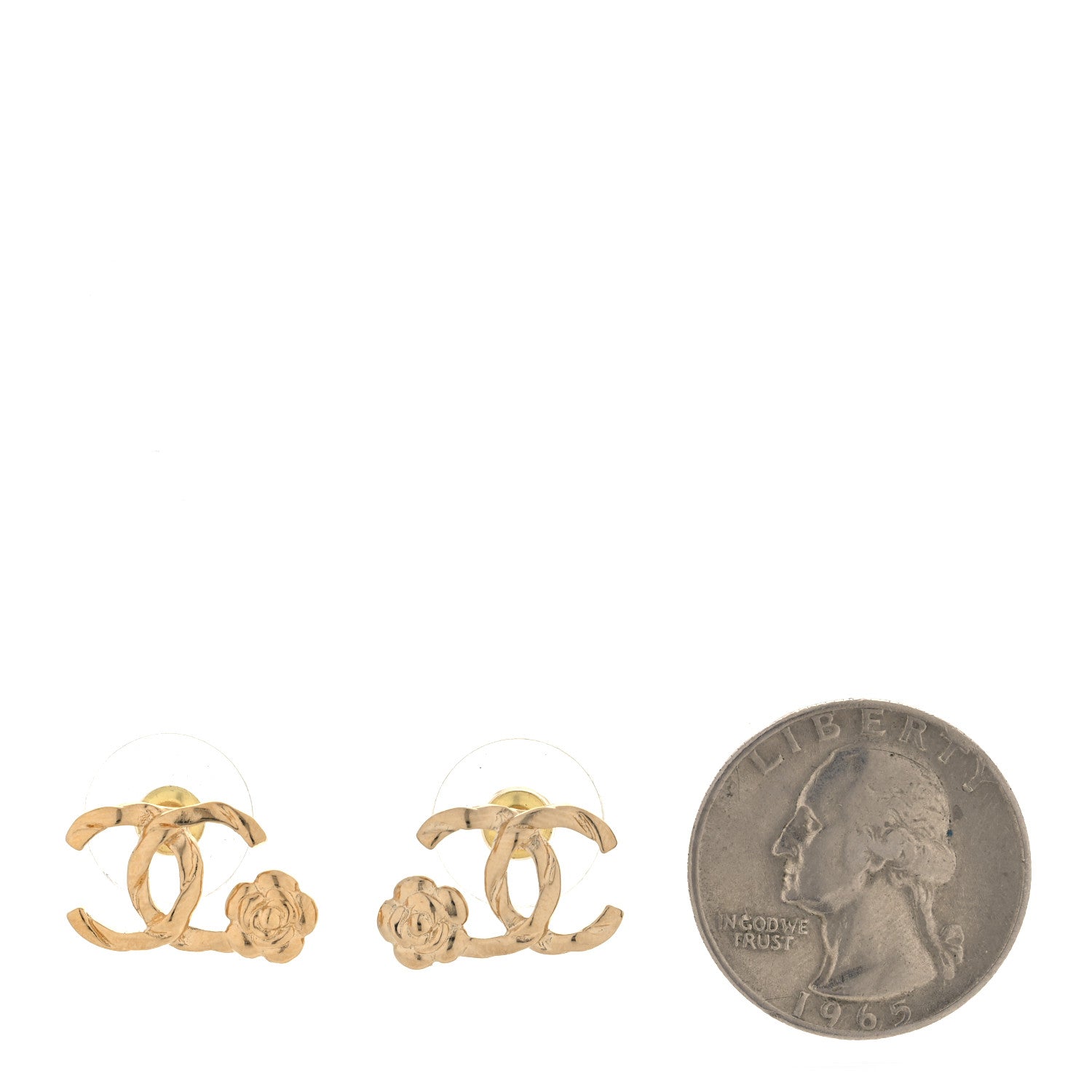 Chanel Metal Camellia CC Earrings Gold 2 of 5