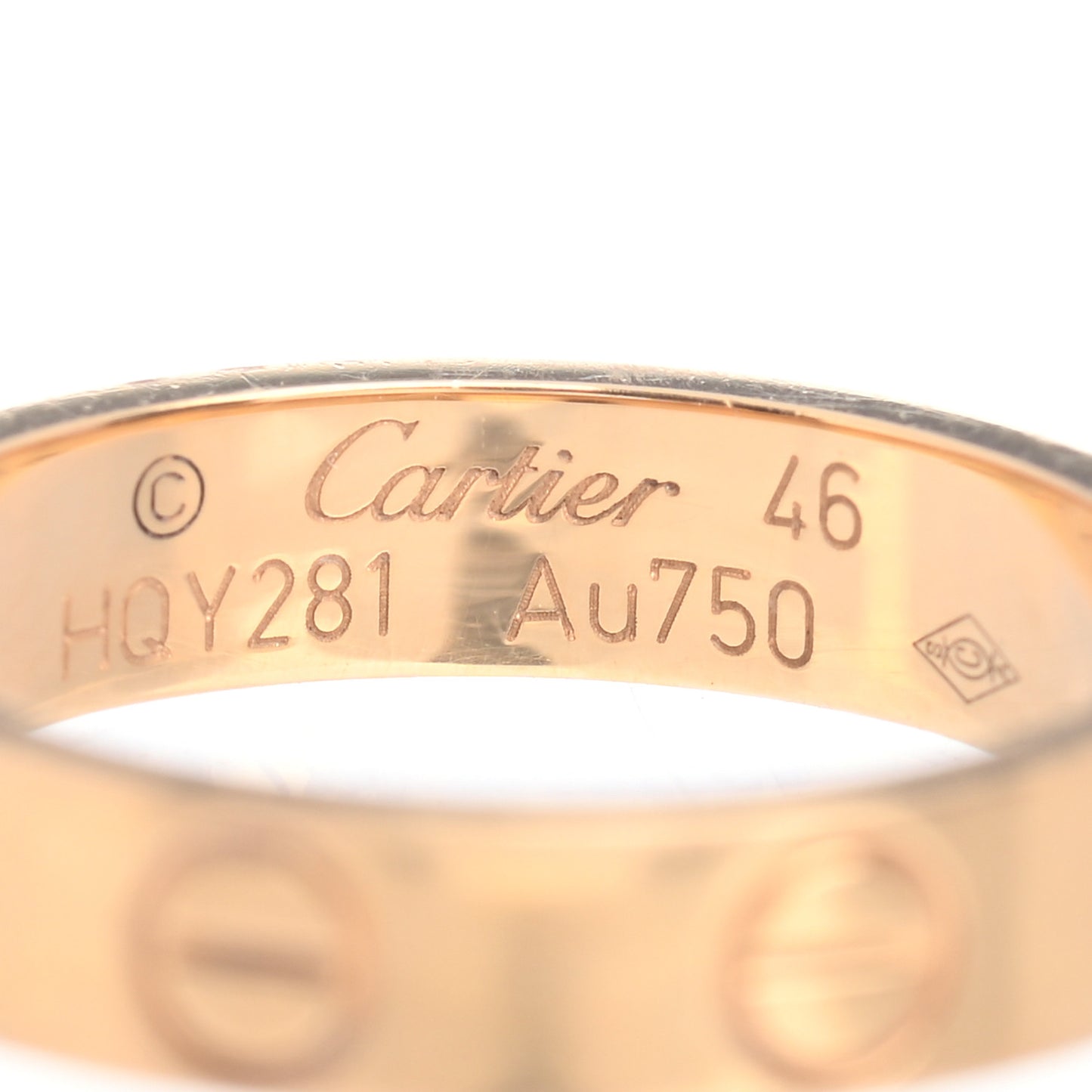 18K Yellow Gold 3.5mm LOVE Wedding Band Ring 46 3.75