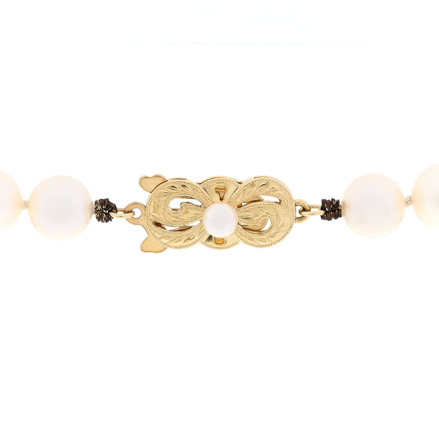 18K Yellow Gold Akoya Cultured Pearl 7-7.5mm Strand Necklace 14"