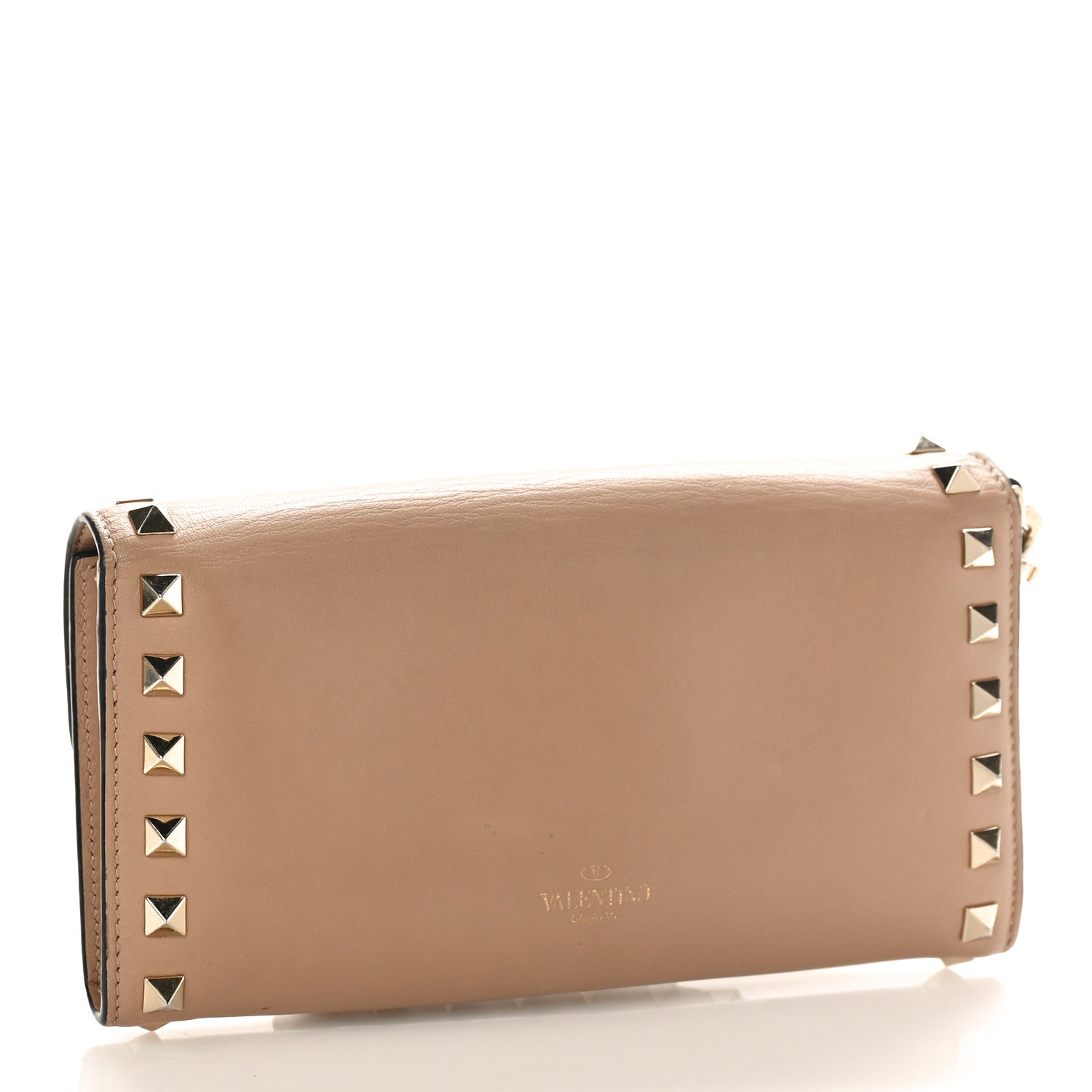 Valentino Garavani Calfskin Rockstud Wristlet Travel Wallet Soft Noisette 3 of 10