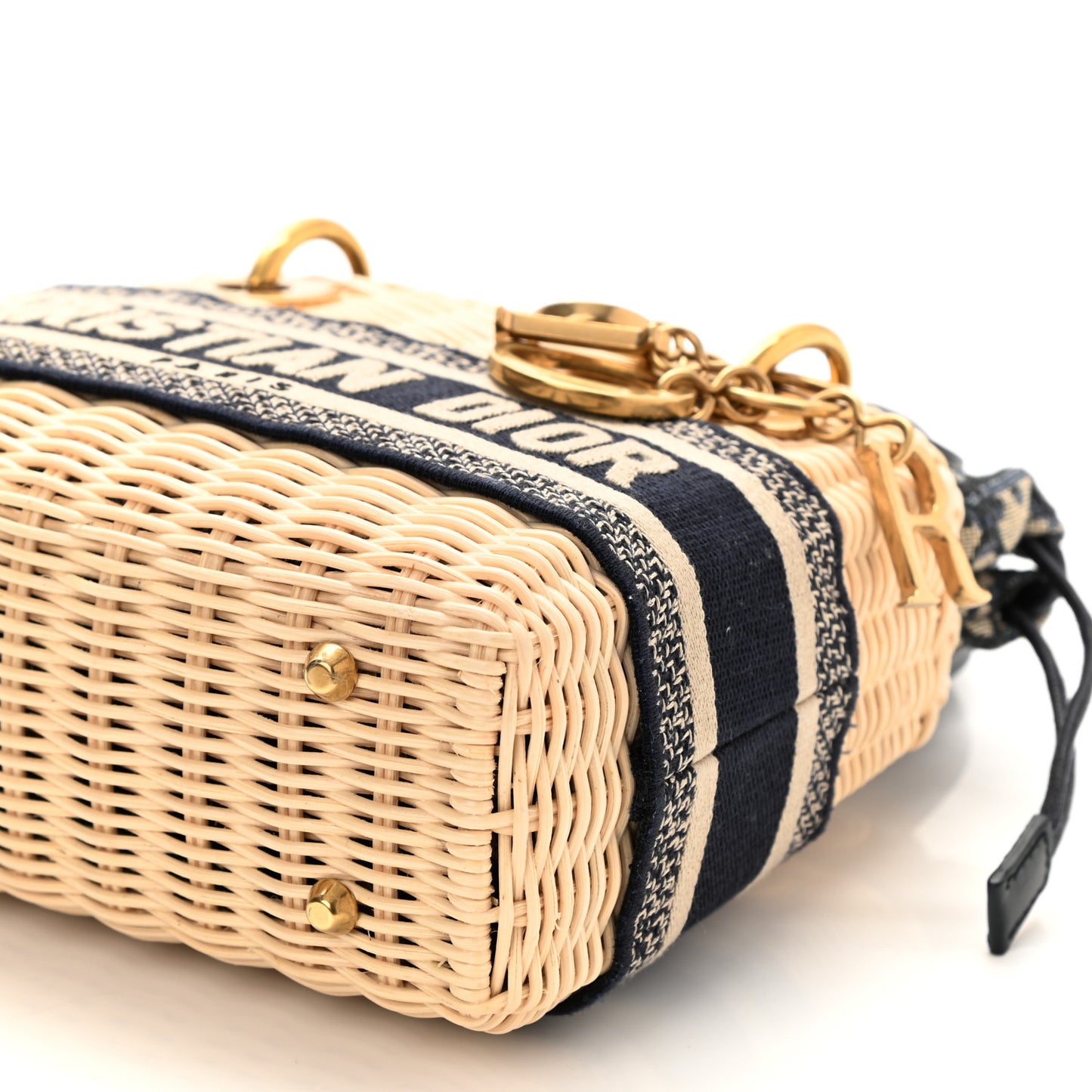 Wicker Oblique Mini Lady Dior Bag Blue
