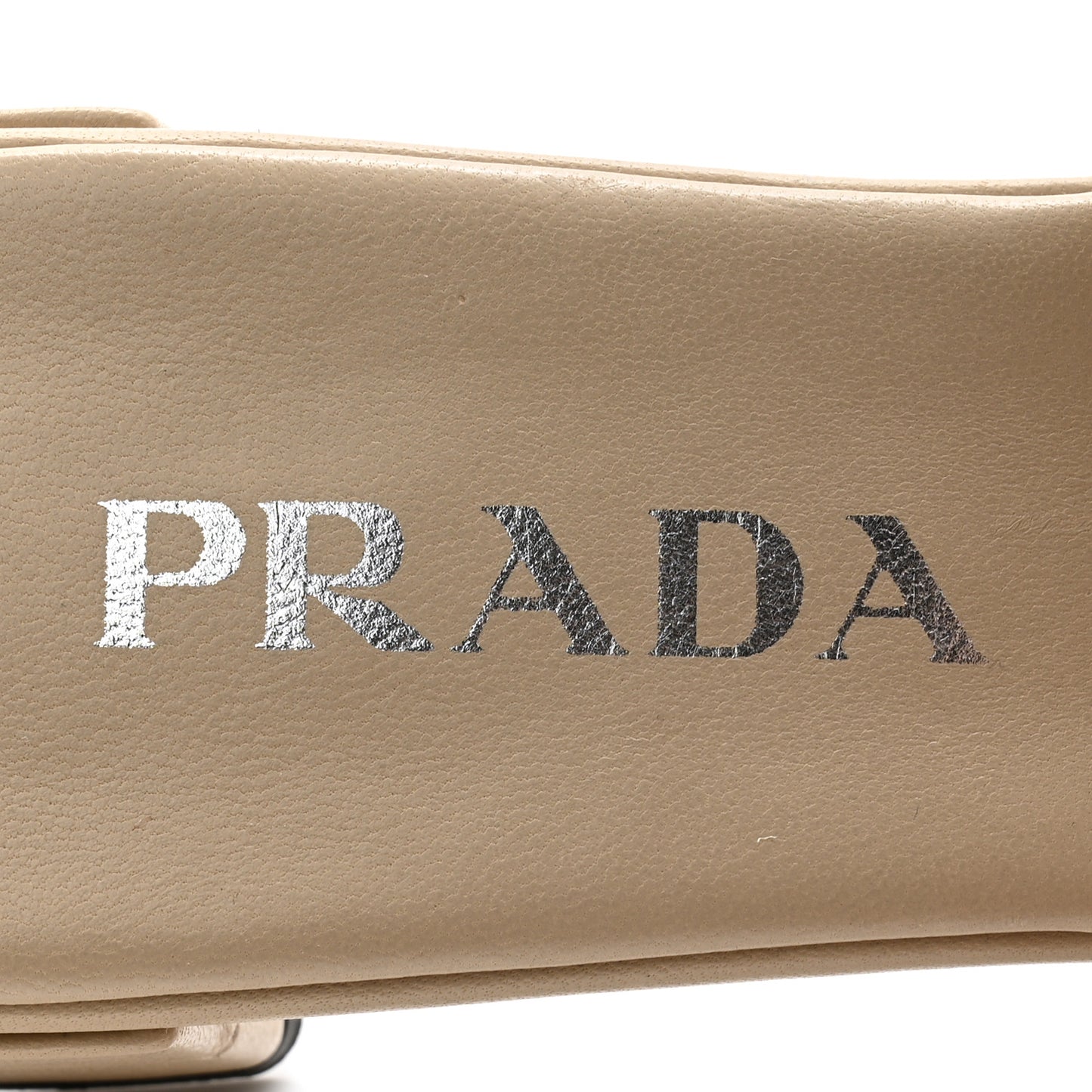 Nappa Logo Quilted Block Heel Slide Sandals 35 Desert