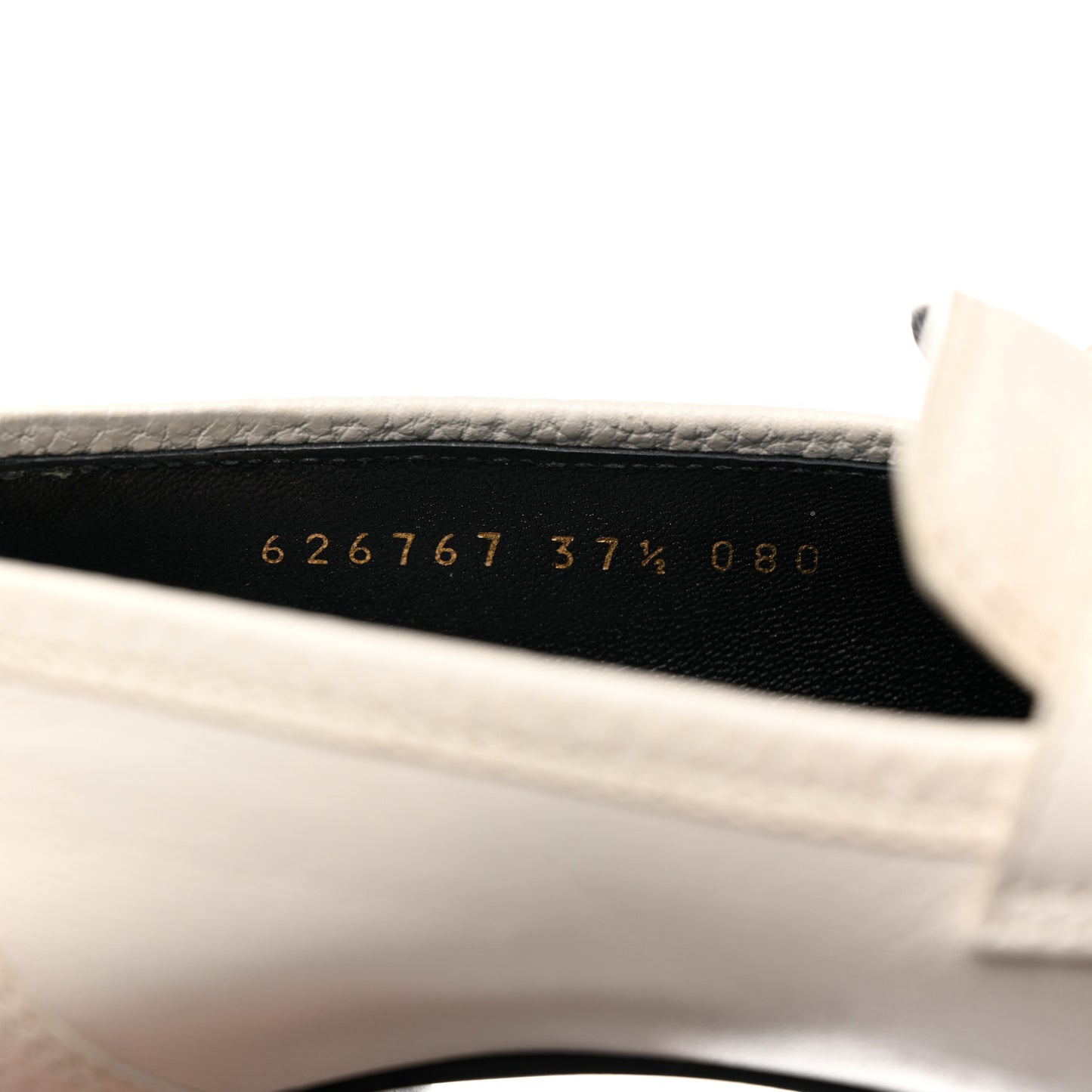 Goatskin Pebbled Calfskin Sylvie Chain Mid Heel Loafers 37.5 Mystic White