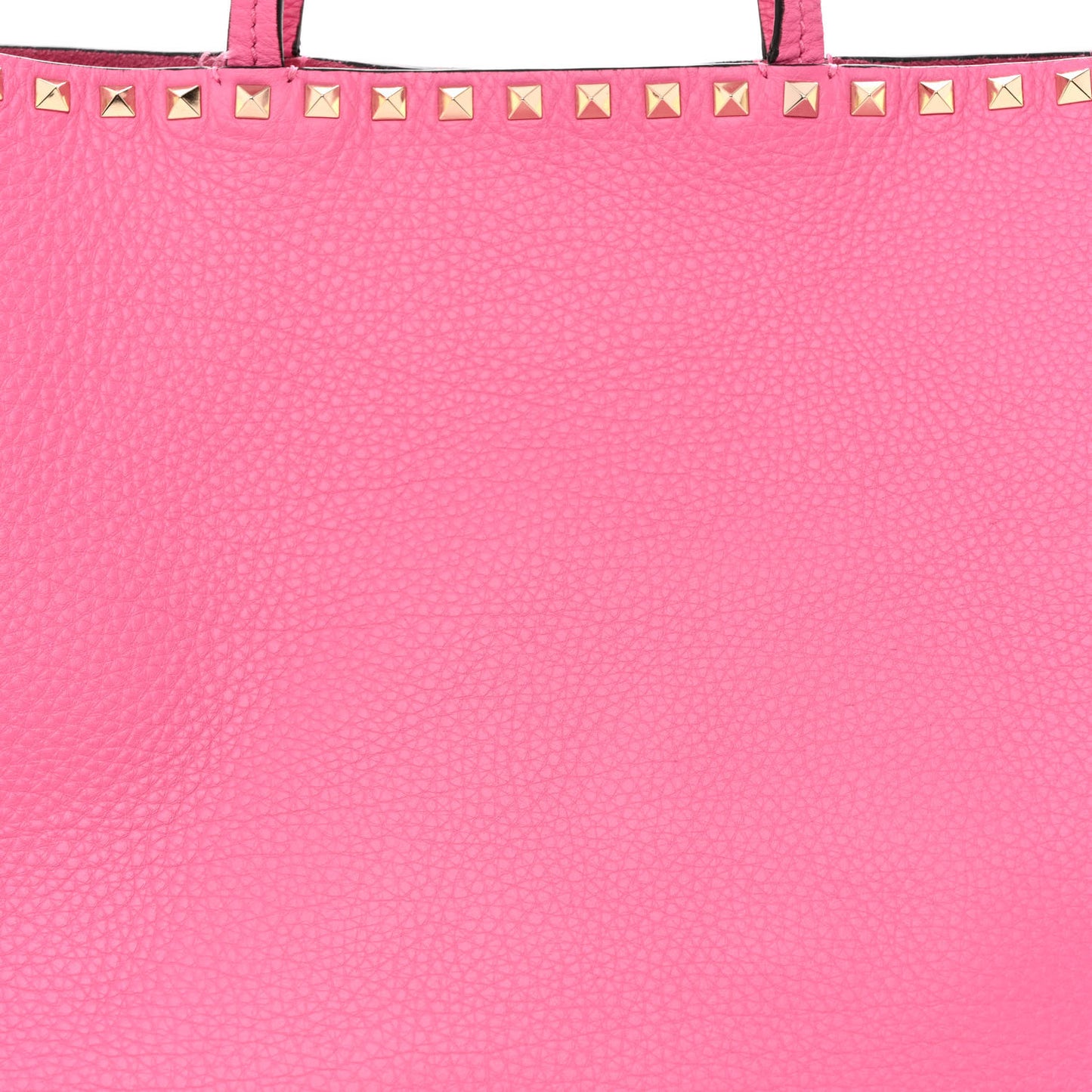 Grained Calfskin Rockstud Shoulder Tote Feminine Pink