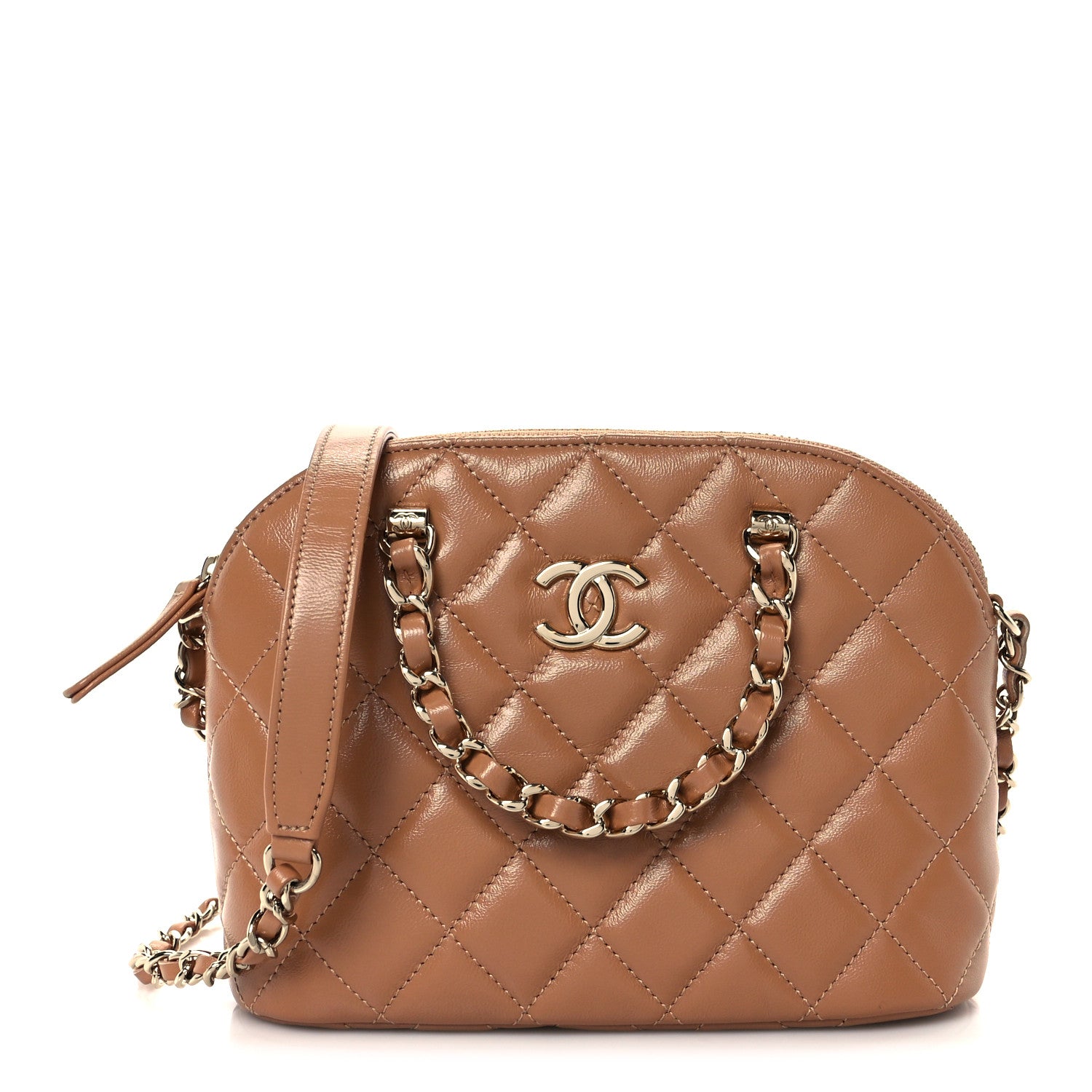Chanel Shiny Lambskin Quilted Shiny Coco Clutch With Chain Dark