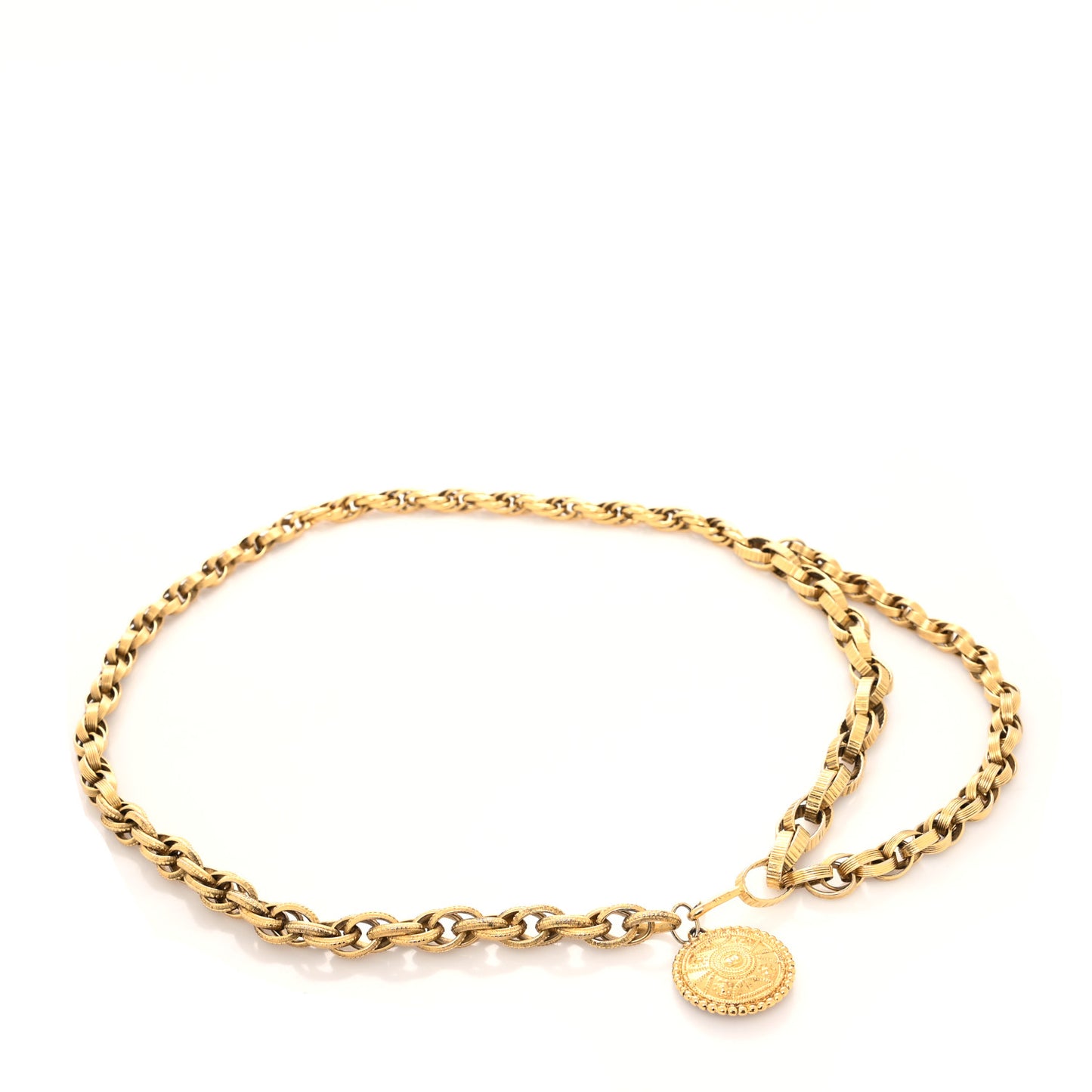 Metal Chain CC Medallion Belt Gold