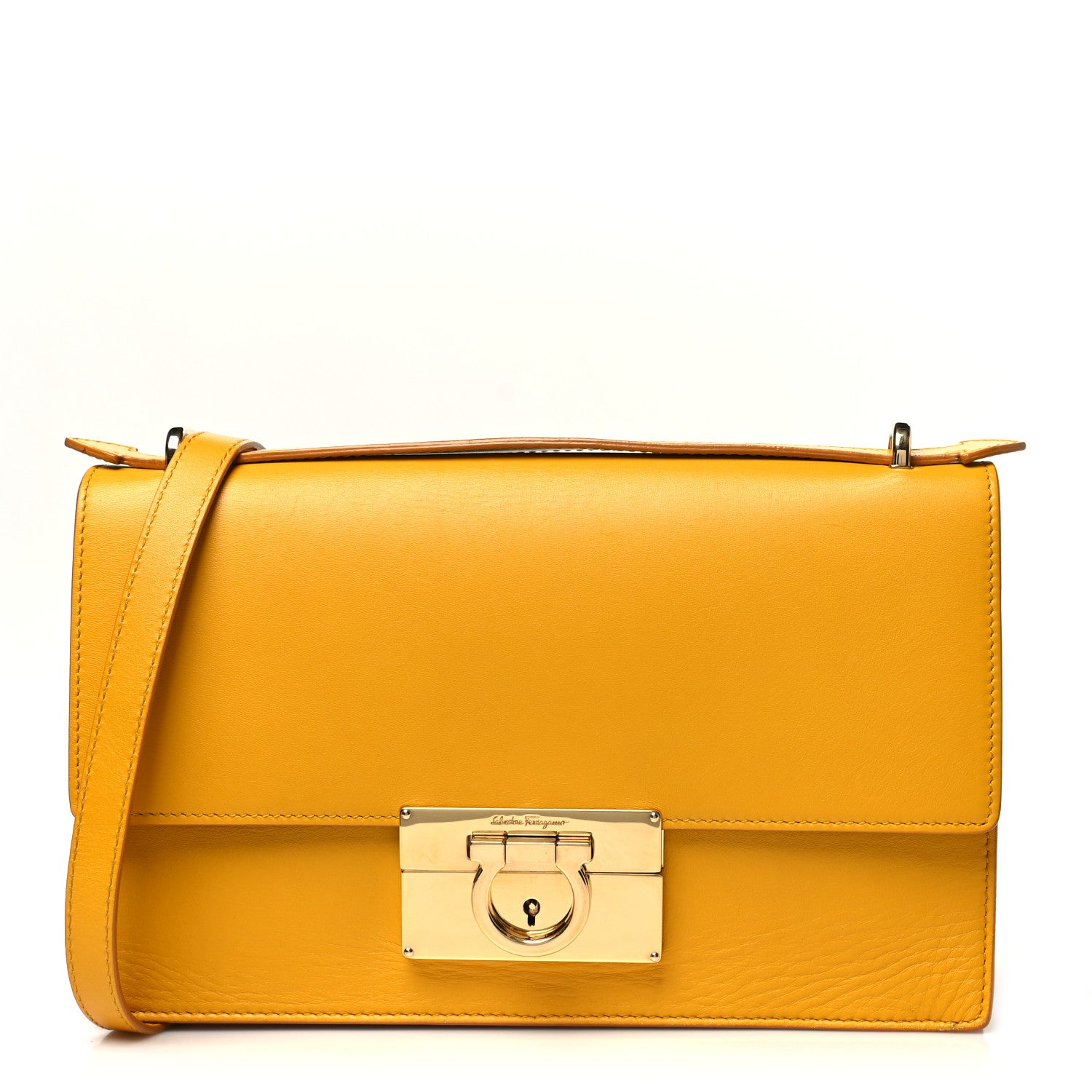 Salvatore Ferragamo Calfskin Medium Aileen Bag Yellow 1739021