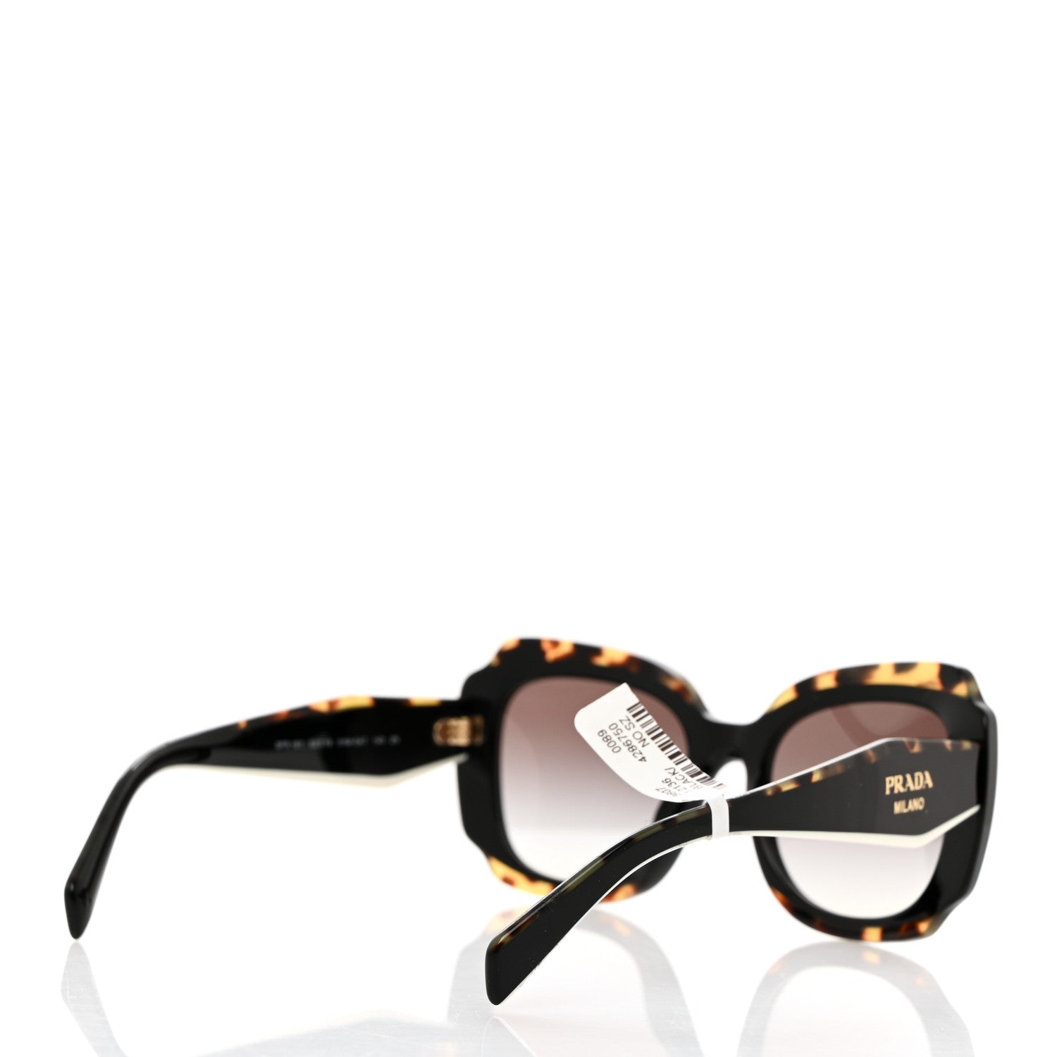 Prada Acetate Square Sunglasses SPR 16Y Black Havana 4 of 7