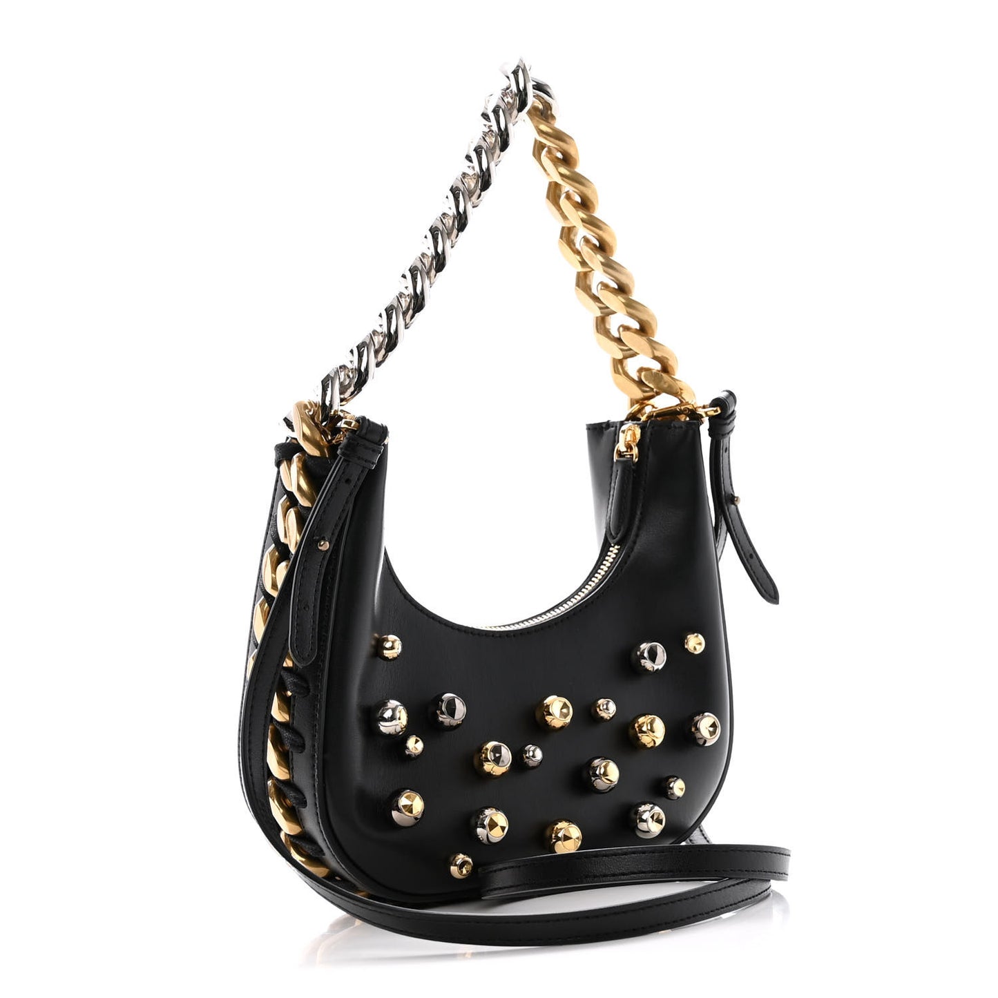 Eco Alter Nappa Mini Chunky Studs Frayme Shoulder Bag Black