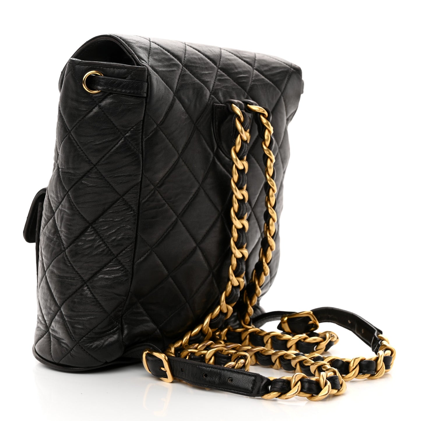 Lambskin Quilted Backpack Black