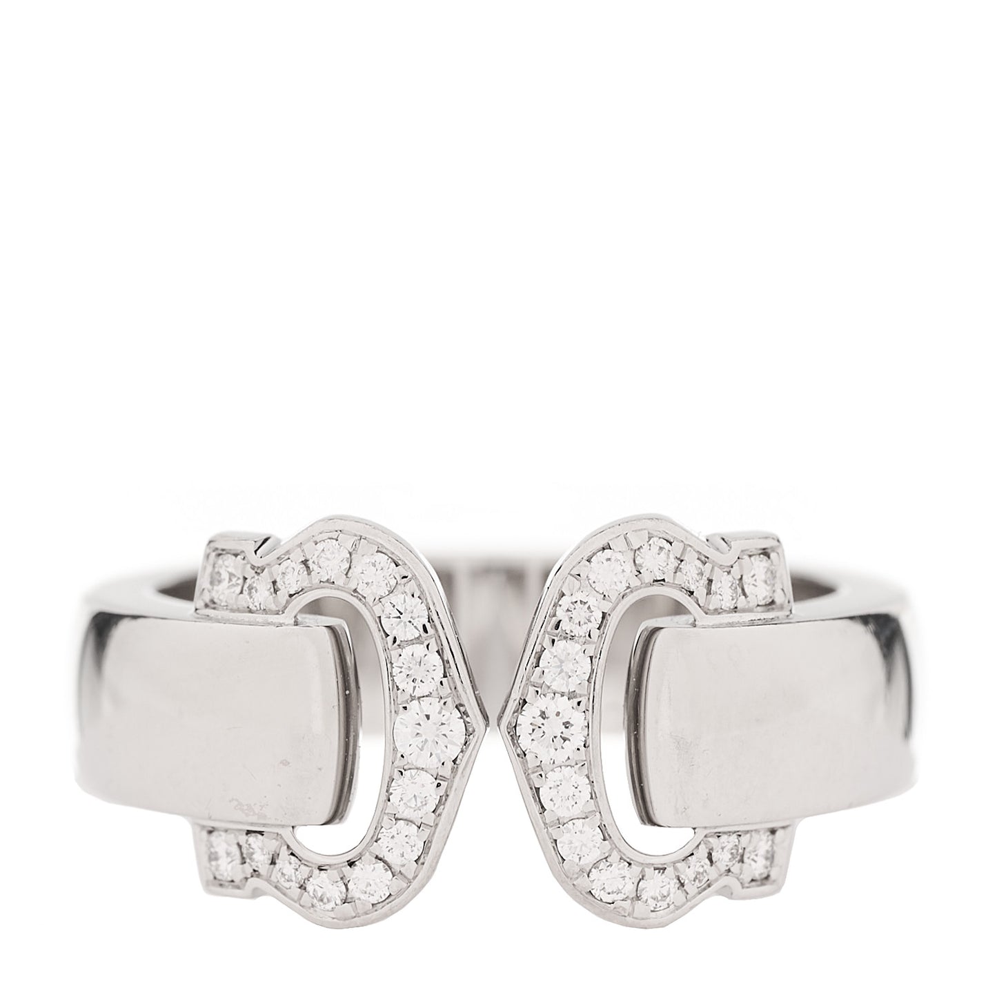 18K White Gold Diamond C De Cartier Ring 53 6.5