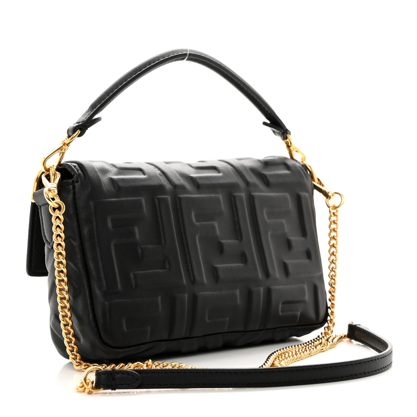 Nappa FF 1974 Embossed Mini Baguette Black
