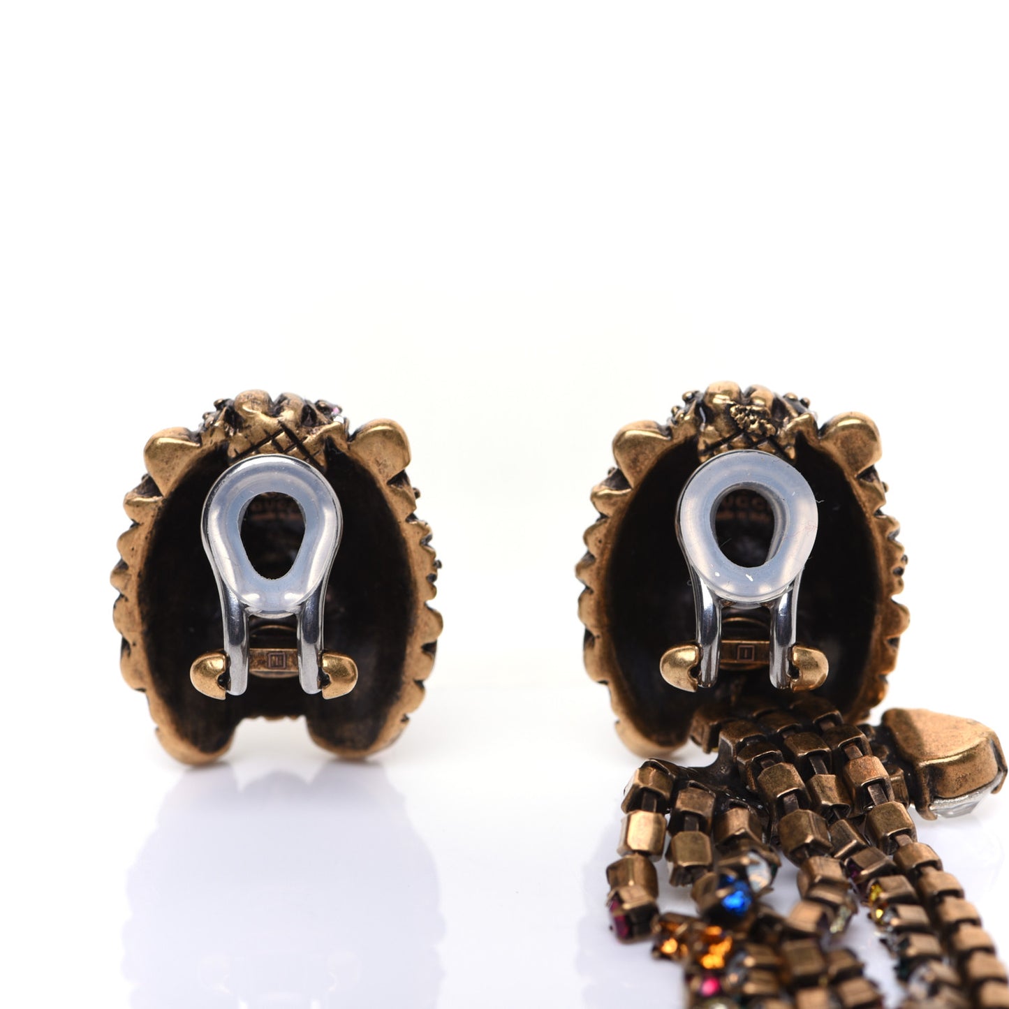 Metal Crystal Asymmetric Lion Head Earrings Multicolor