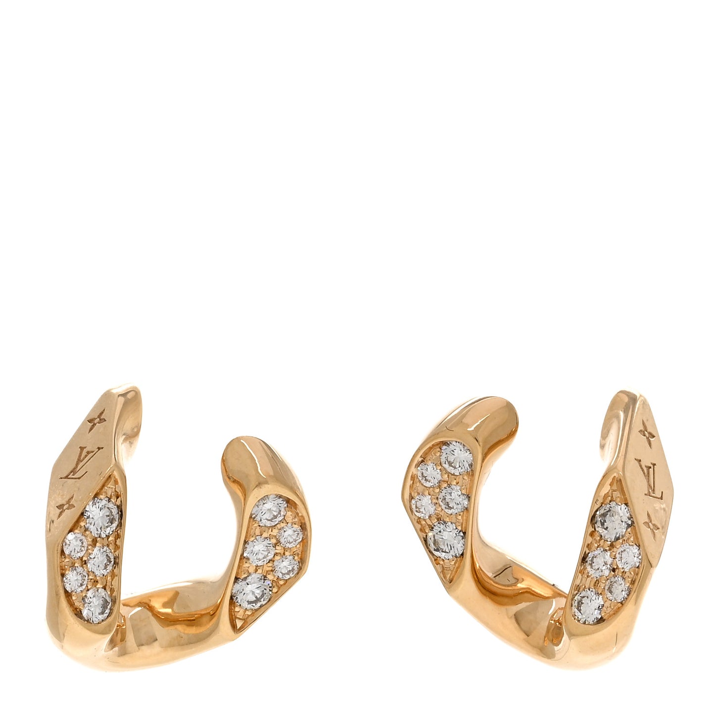 18K Yellow Gold Diamond Cuban Chain Earrings