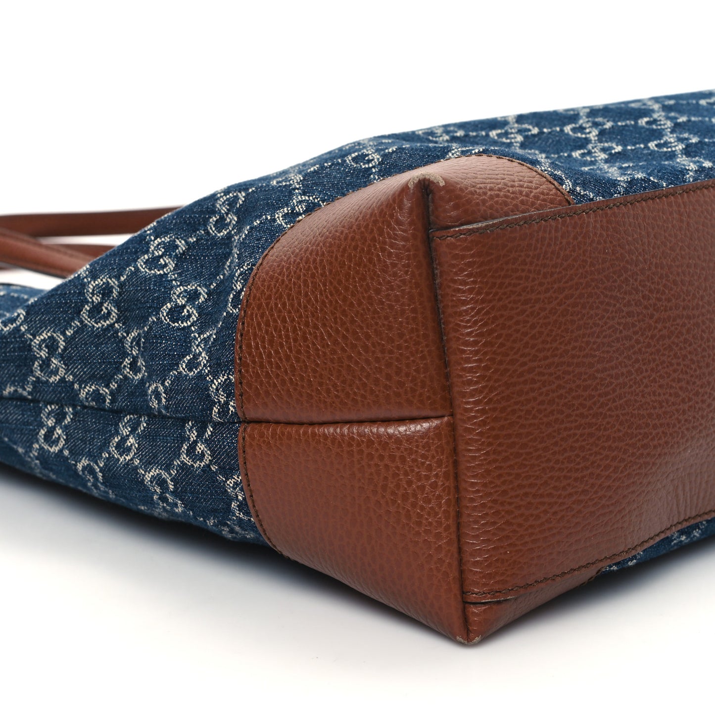 New Denim GG Monogram Medium Ophidia Shopping Tote Blue Tea Cuir