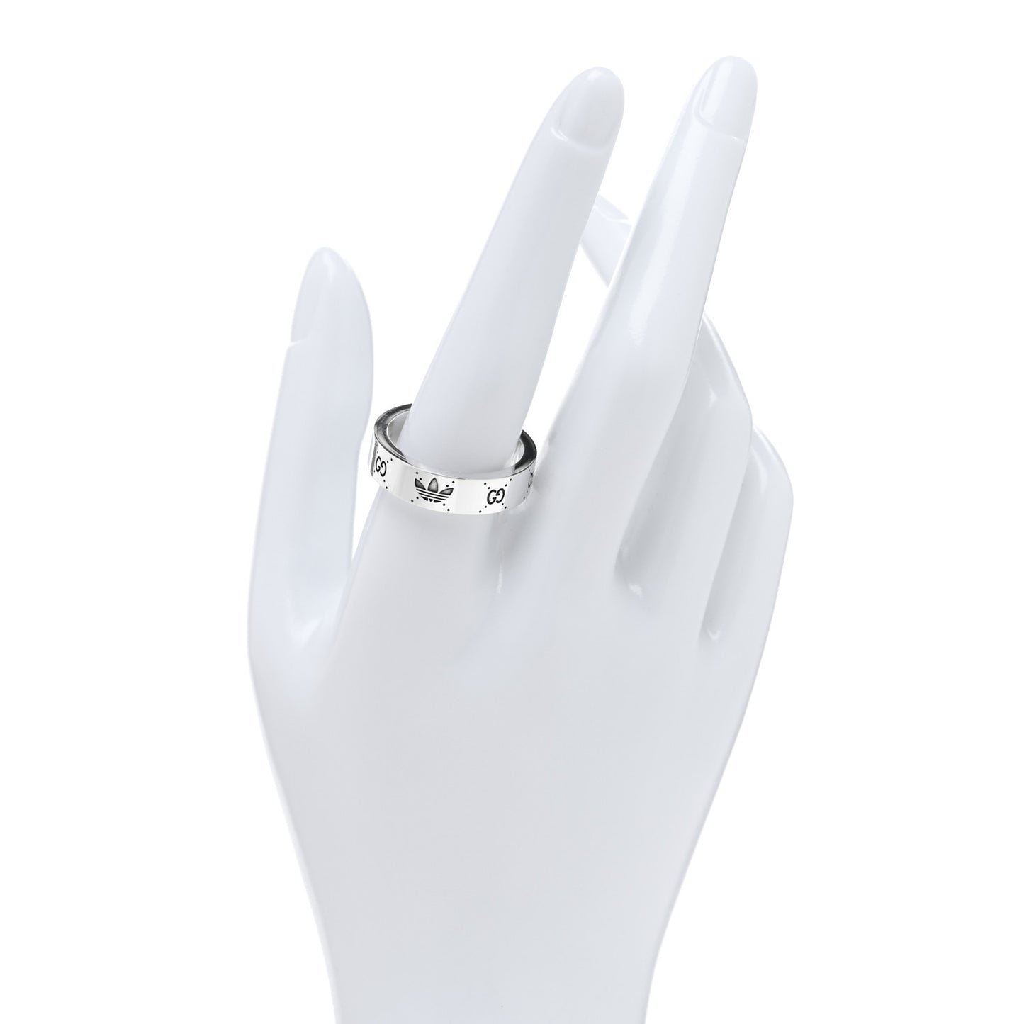 X ADIDAS Sterling Silver Trefoil GG Monogram Band Ring 62 10
