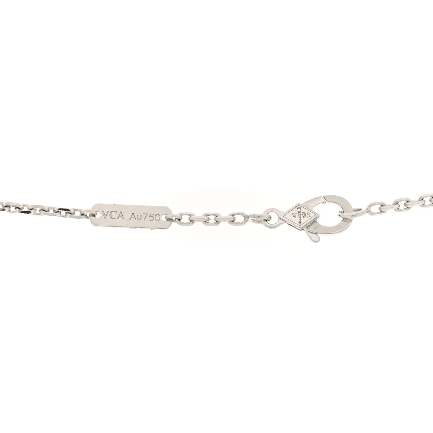 18K White Gold Mother of Pearl Magic Alhambra Pendant Necklace