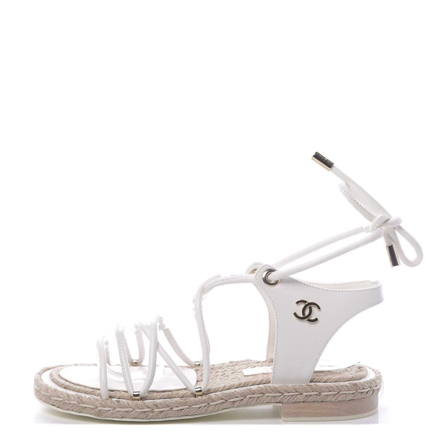 Calfskin Espadrille Sandals 36 White