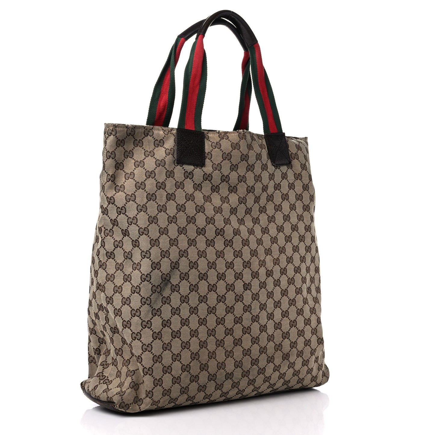 GG Monogram Large Web Handle Vertical Tote Dark Brown