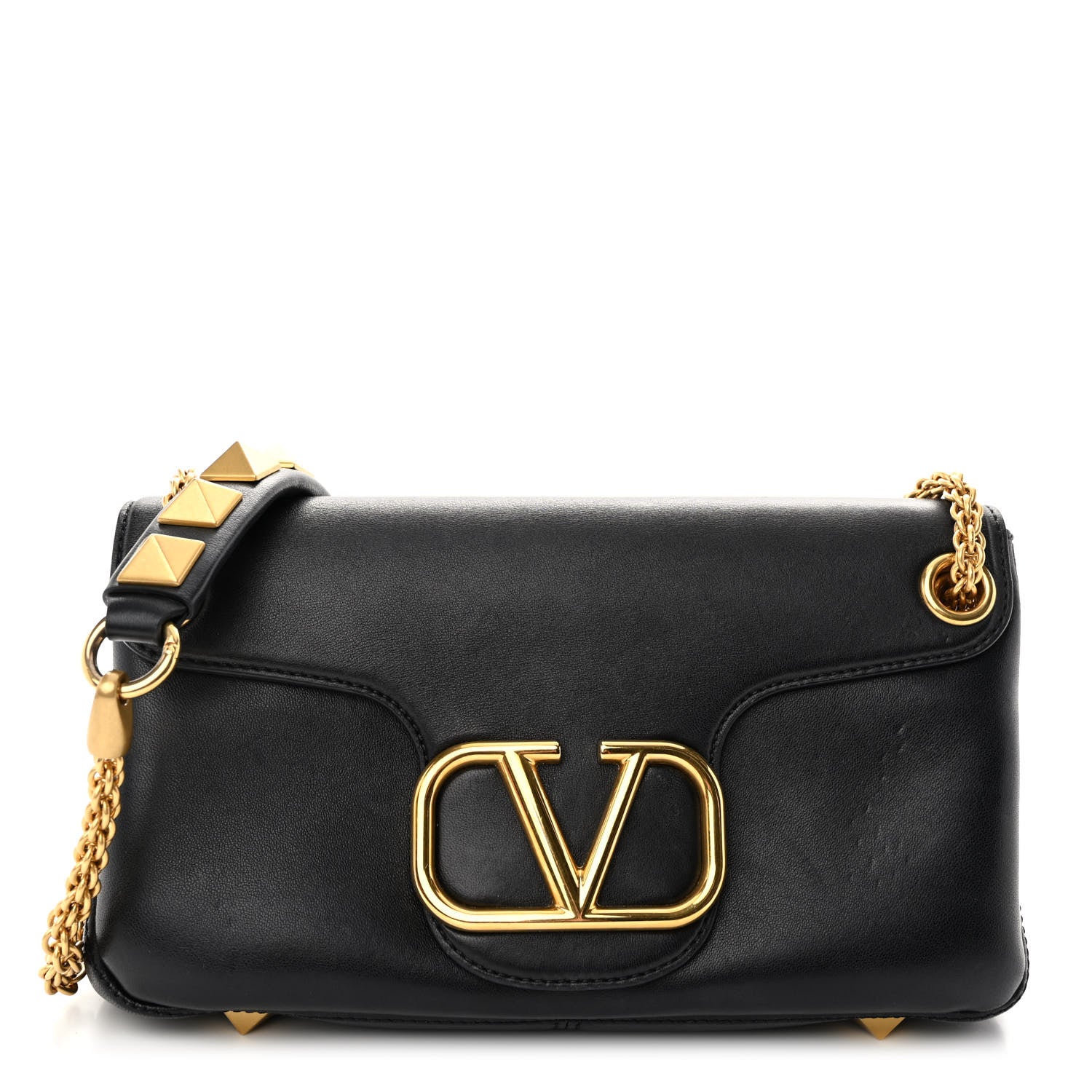 Valentino Garavani Nappa Stud Sign Shoulder Bag Black 1 of 9