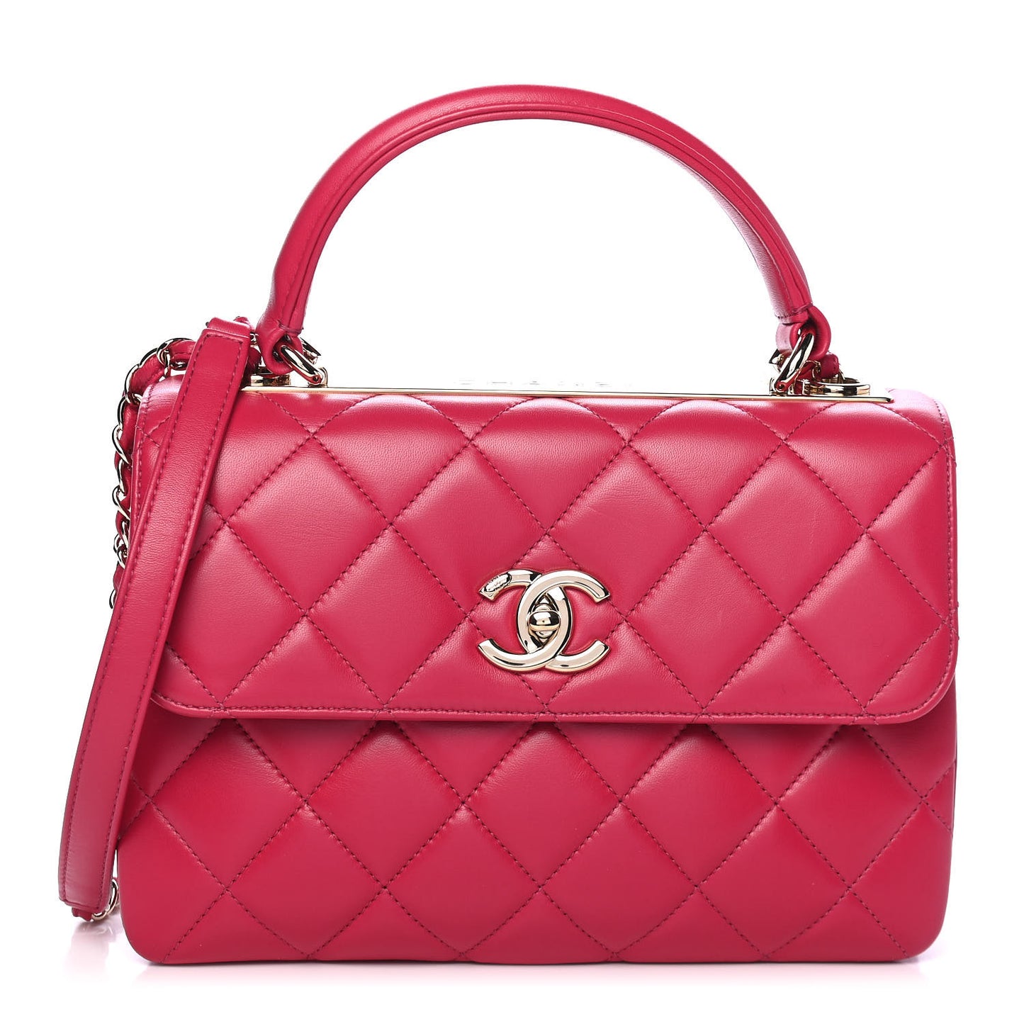 Lambskin Quilted Small Trendy CC Flap Dual Handle Bag Pink