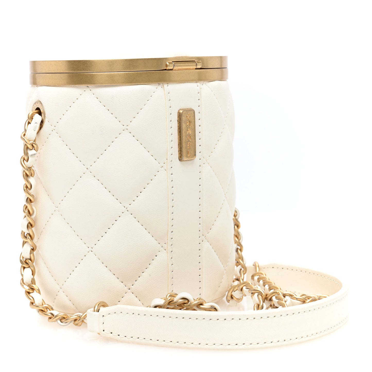 Lambskin Quilted Mini Crown Box Bag White