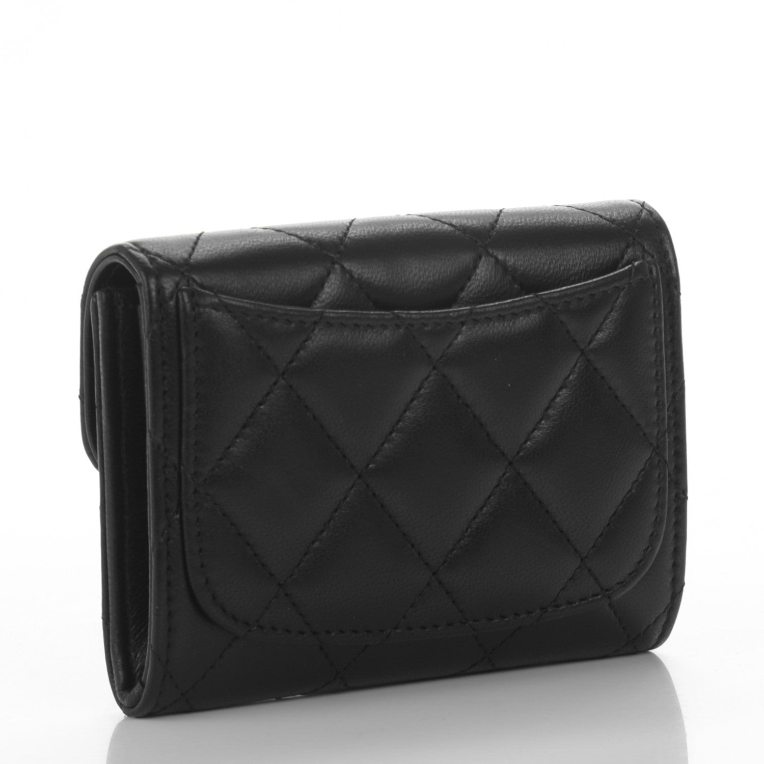 Chanel Lambskin Quilted Flap Card Holder Wallet Black 3 of 8