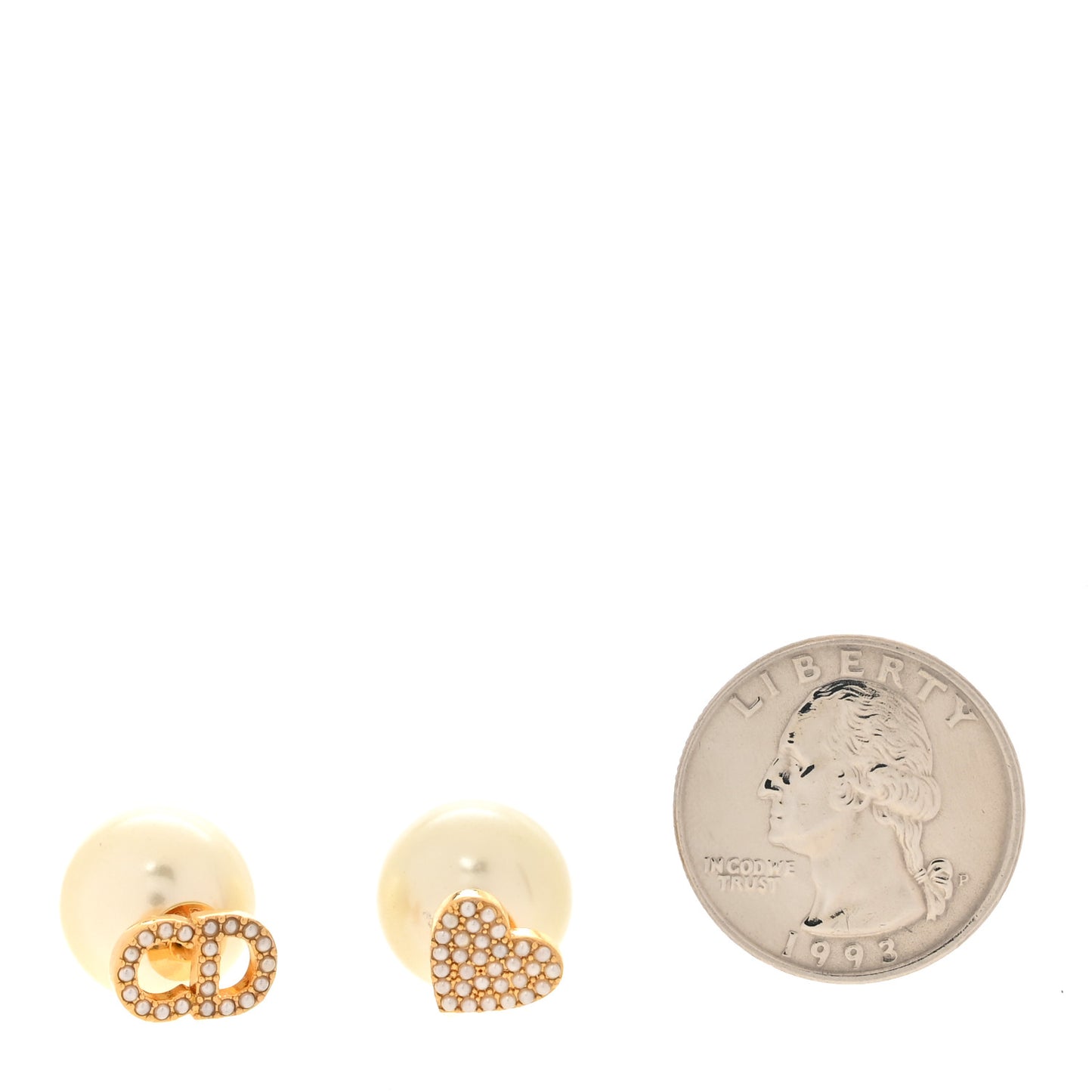 Pearl Heart Tribal CD Earrings Gold