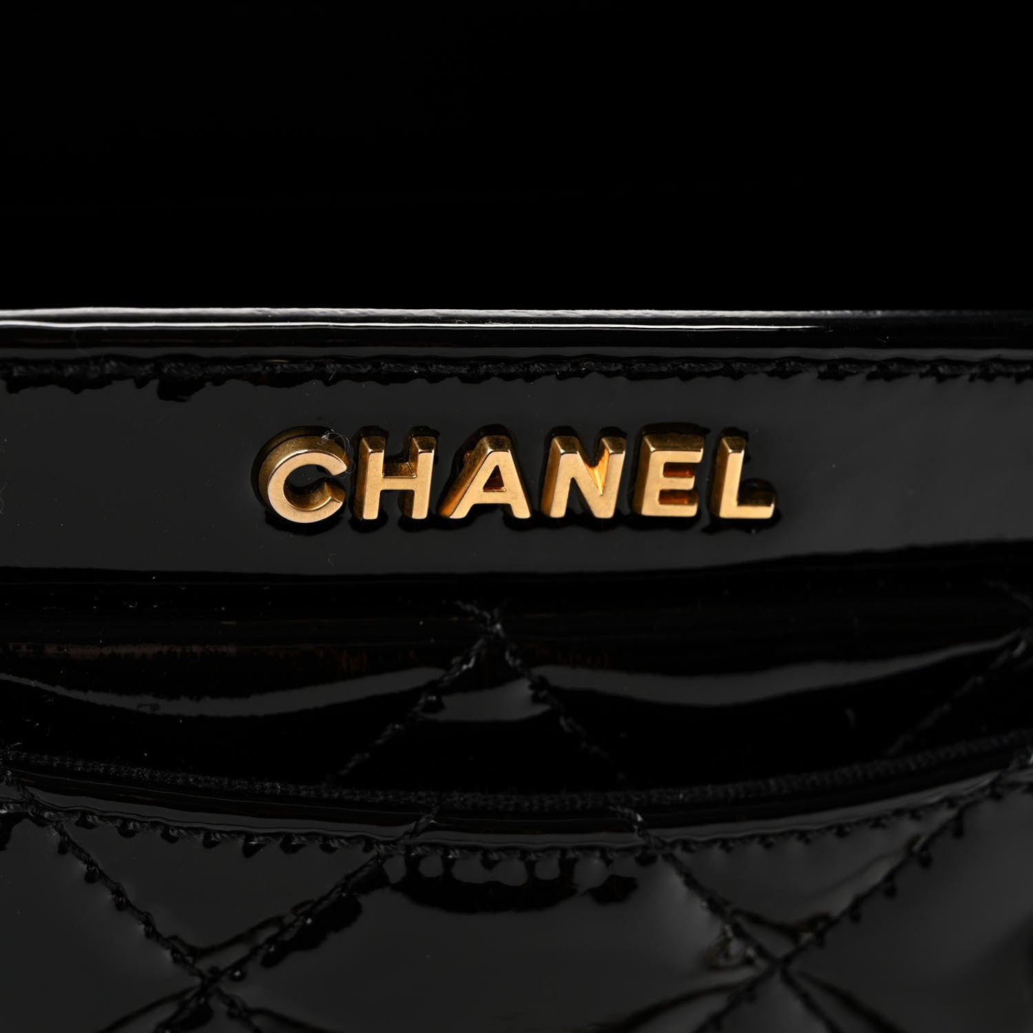 Chanel Patent Quilted Mini Graphic Catch Flap Black 7 of 14