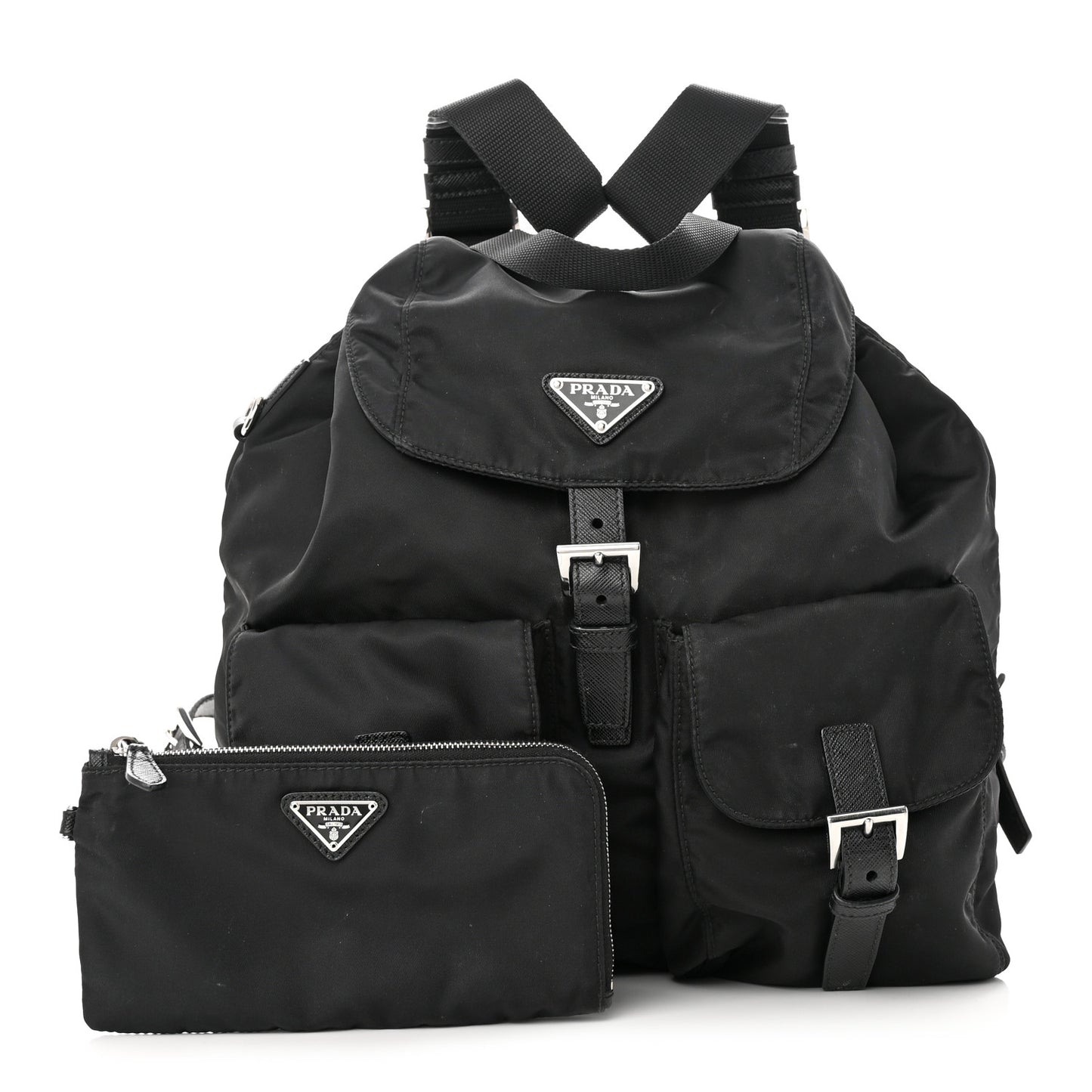 Re-Nylon Saffiano Medium Backpack Black