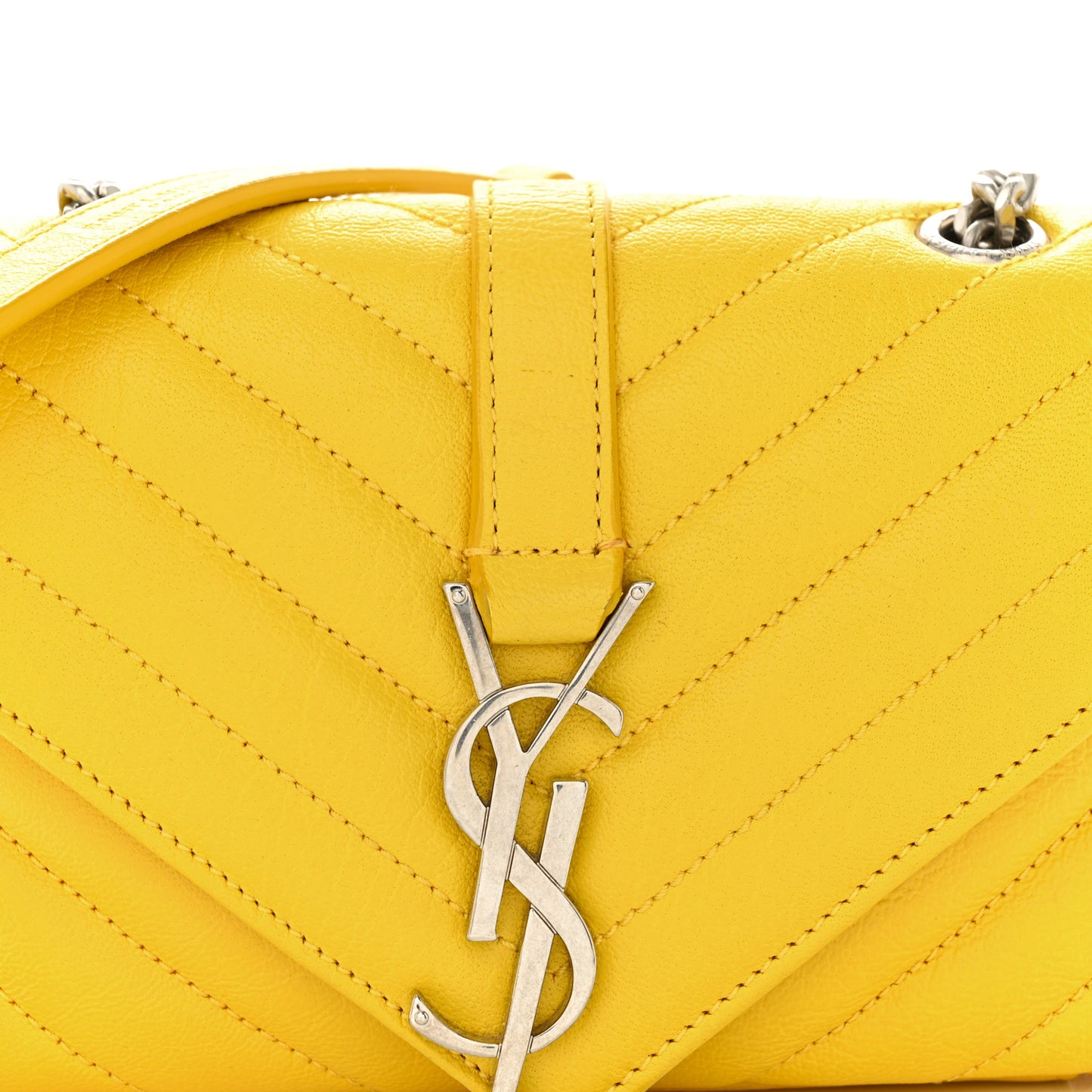 Calfskin Matelasse Chevron Monogram Classic Baby Chain Bag Jaune