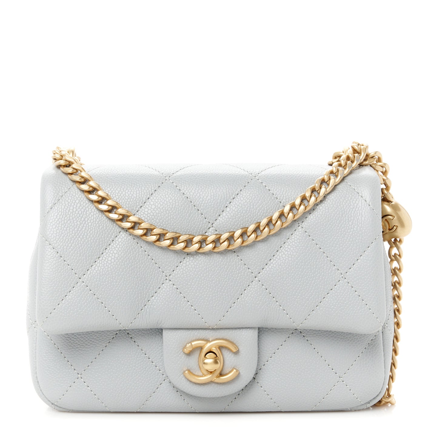 Caviar Quilted Mini Sweetheart Flap Grey