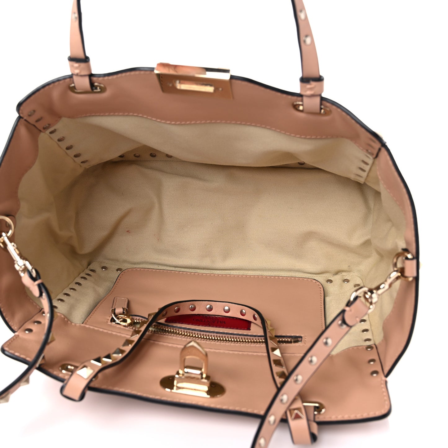 Vitello Small Rockstud Tote Skin Sorbet