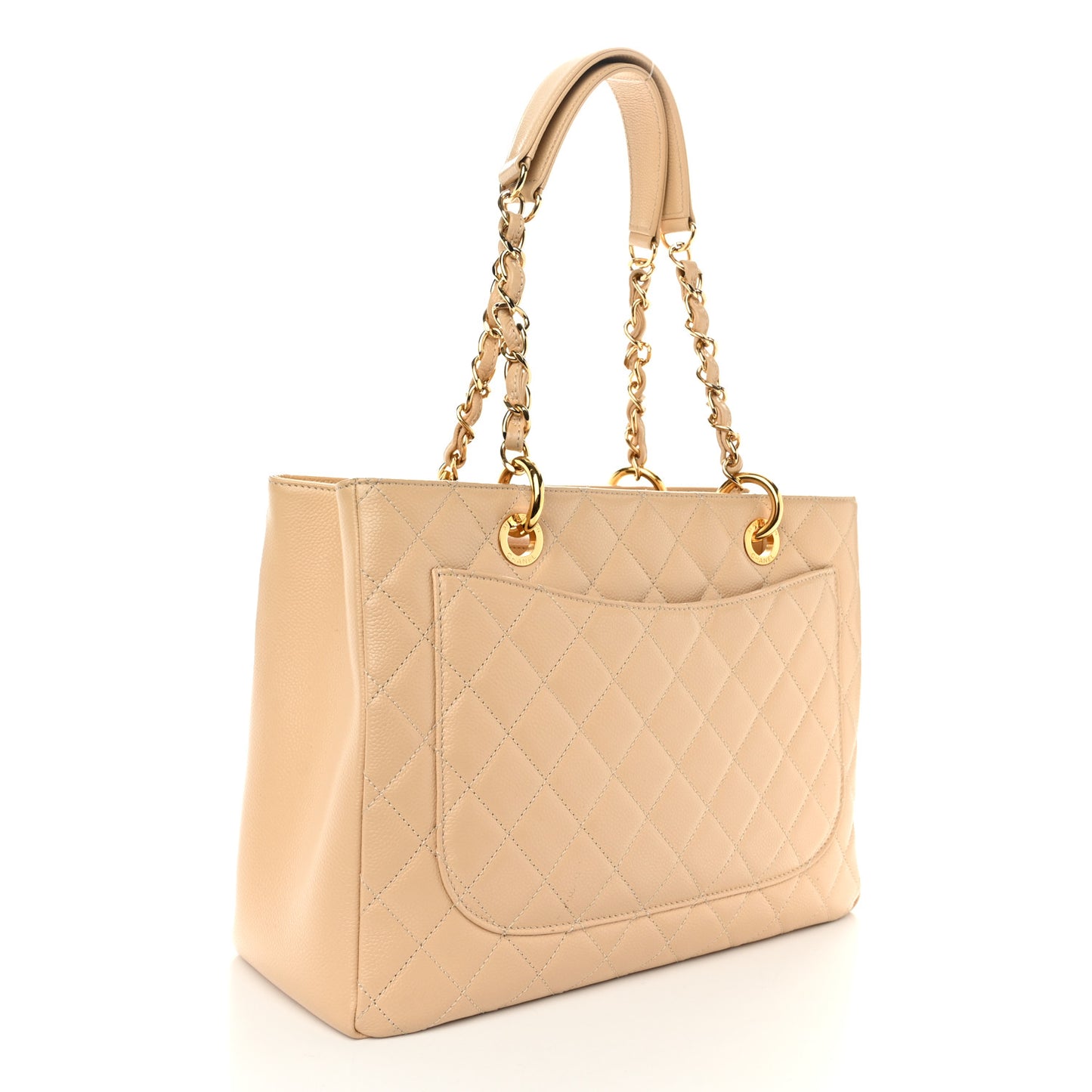 Caviar Quilted Grand Shopping Tote GST Beige