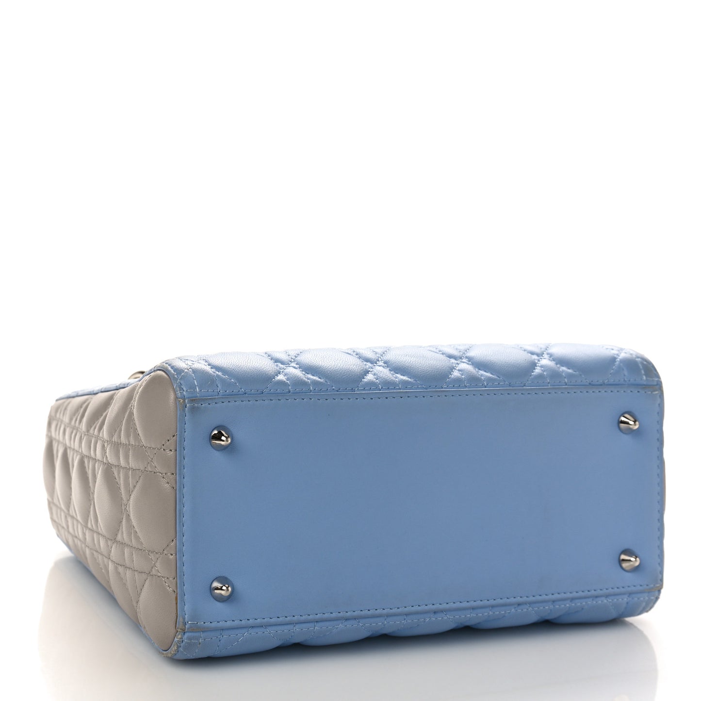 Lambskin Cannage Medium Bi-Color Lady Dior Blue Gray