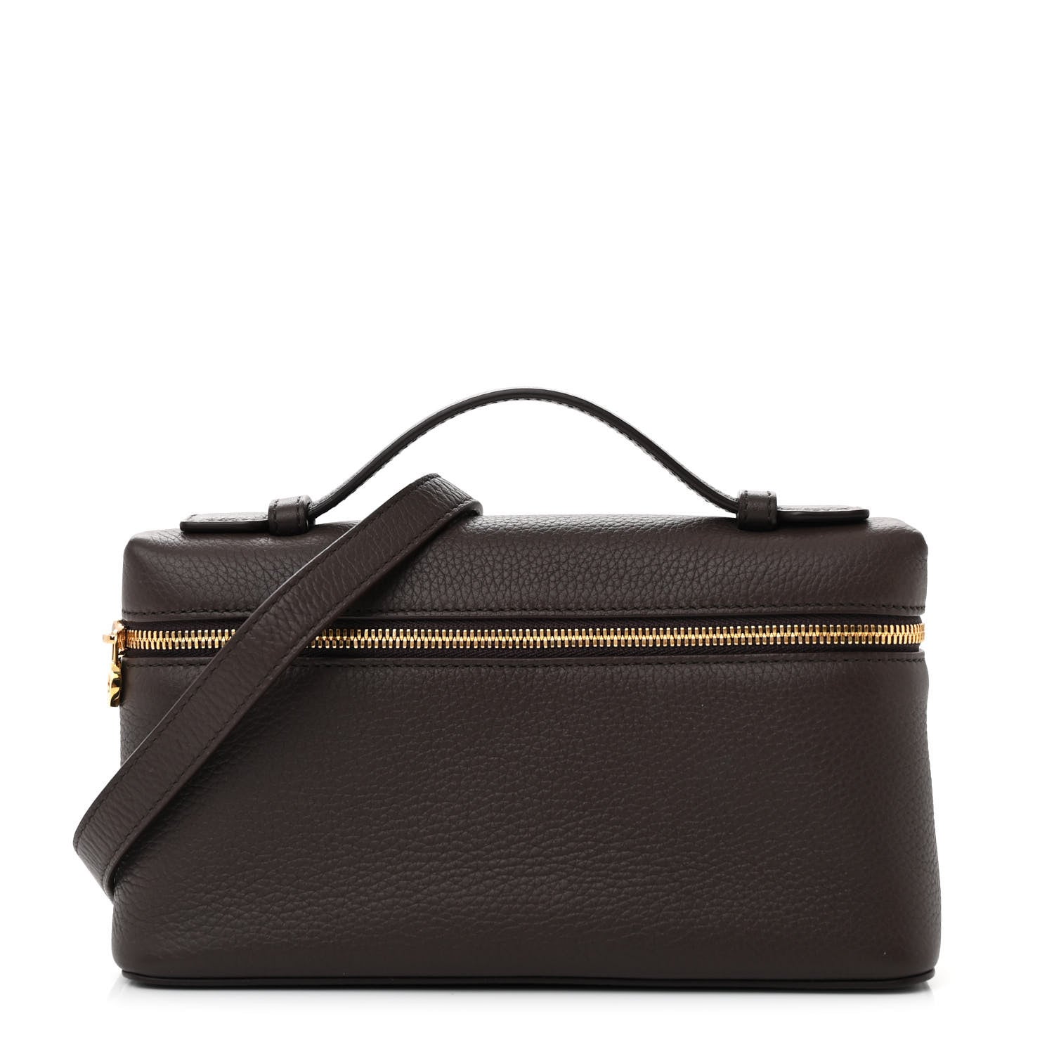 Loro Piana Grained Calfskin L19 Extra Pocket Pouch Dark Chocolate