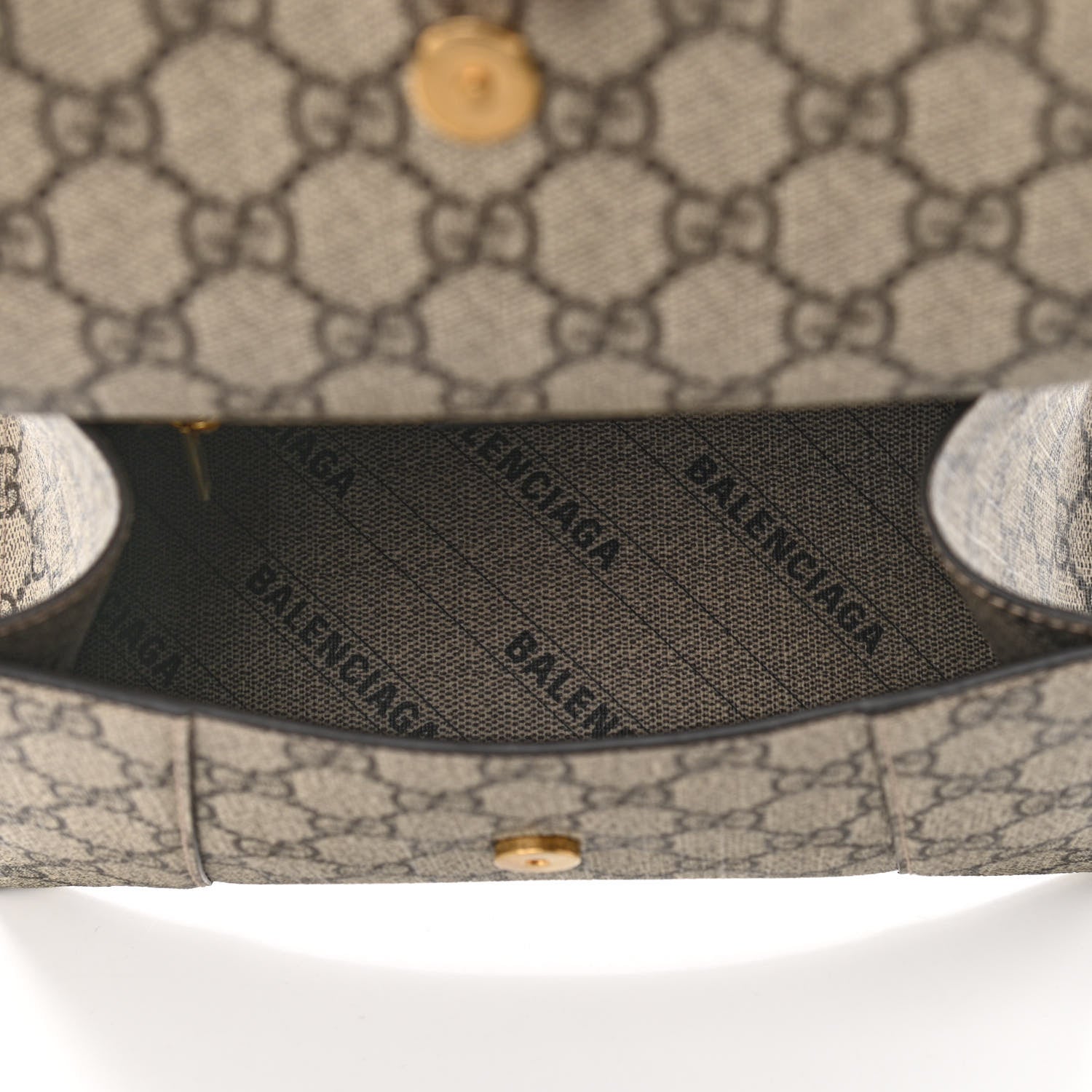 Balenciaga X GUCCI GG Supreme Monogram Small Hourglass Top Handle Bag Beige Ebony 5 of 10