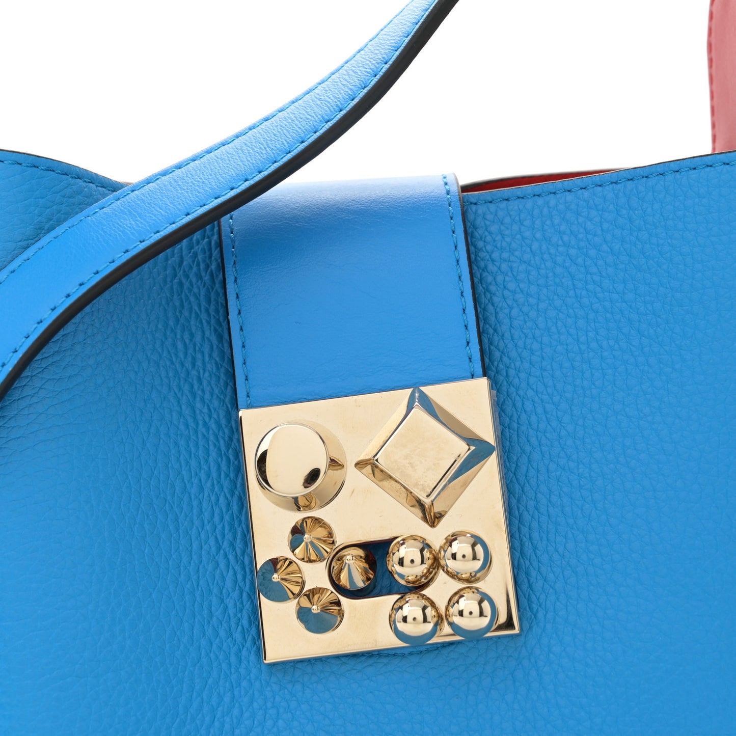 Grained Calfskin Mini Carasky Bucket Bag Blue